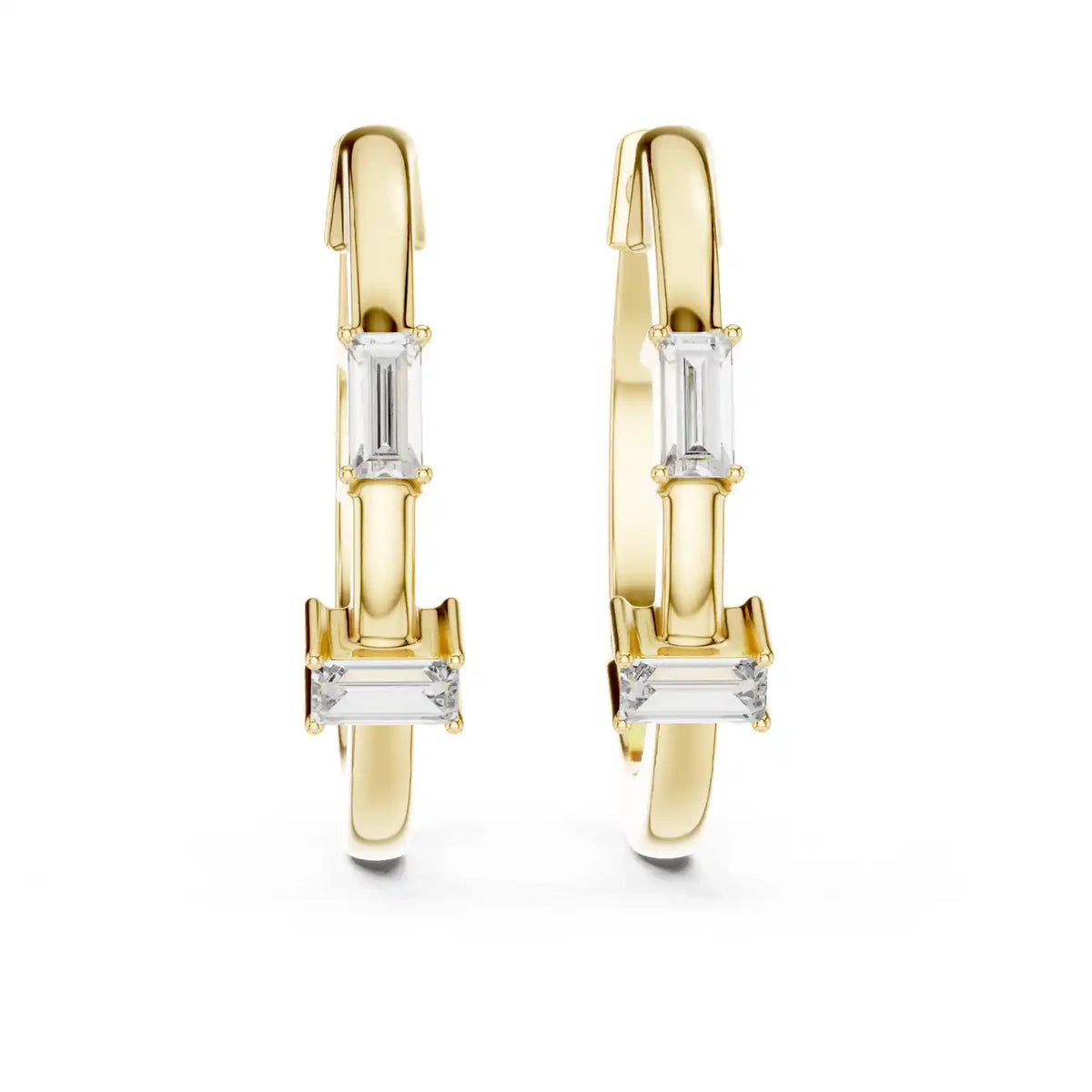  Baguette Diamond Hoop Earring For Women