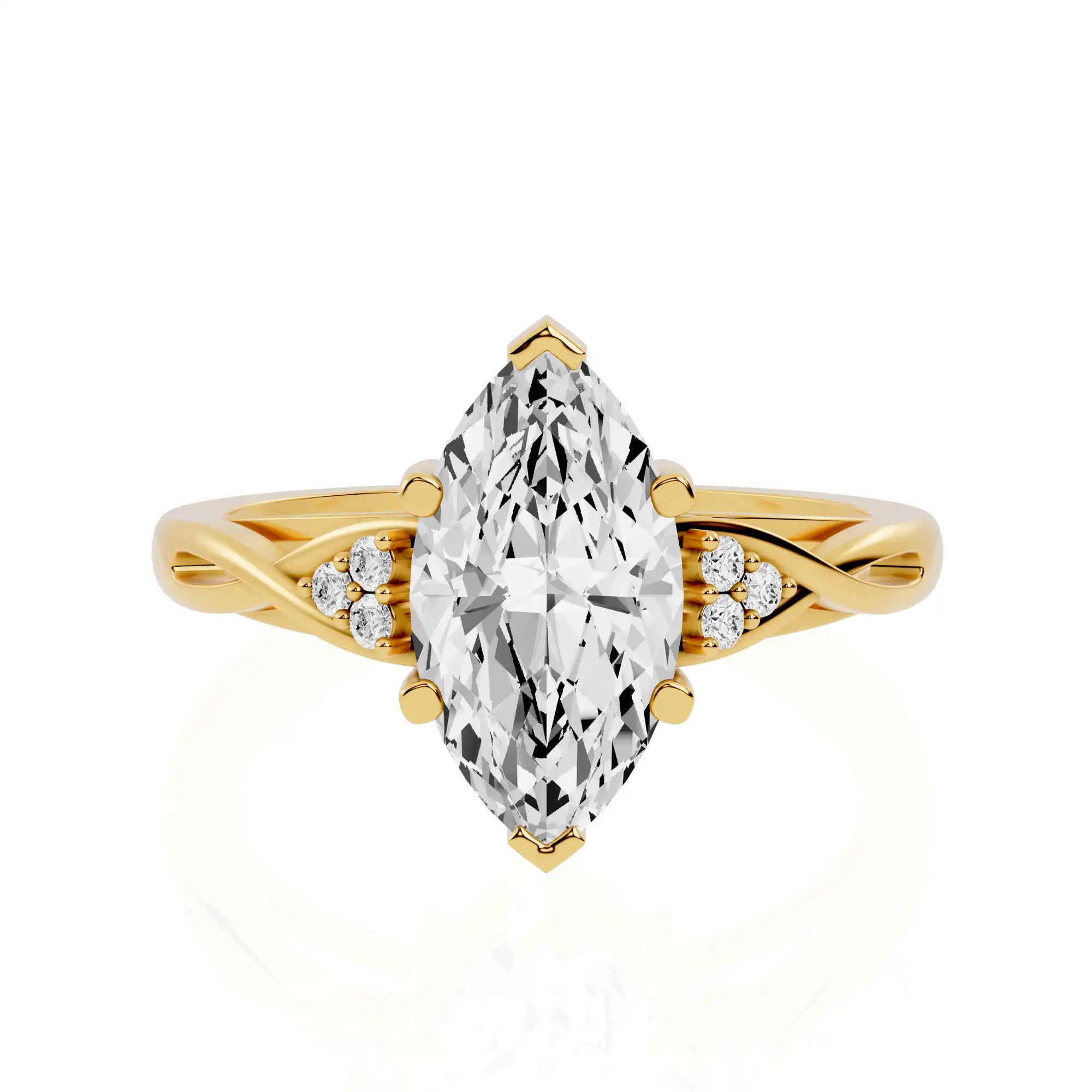 Twisted Bypass Marquise Lab Grown Diamond Engagement Ring | Houston Glow