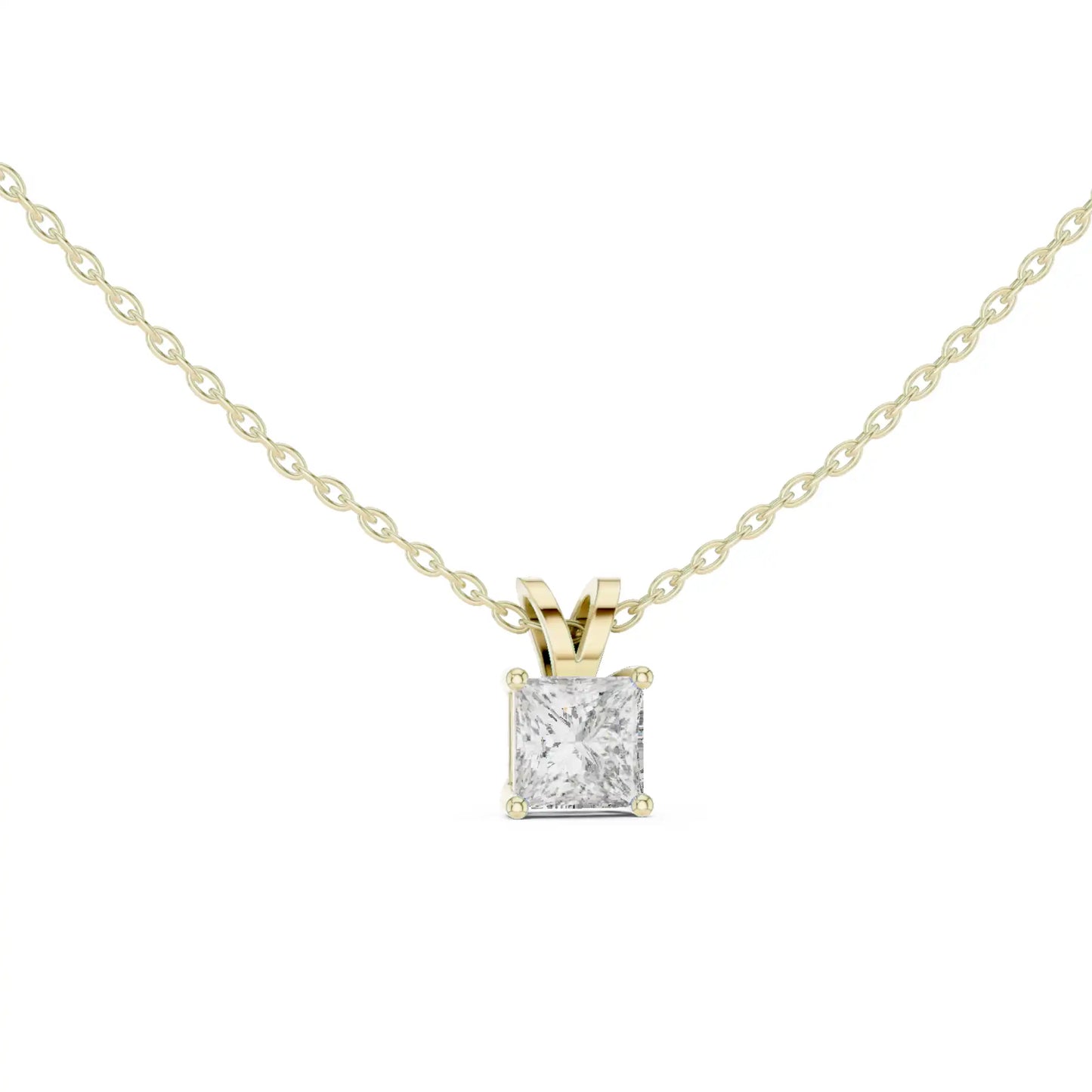 Princess Cut Lab Grown Diamond Solitaire Necklace | Cypress