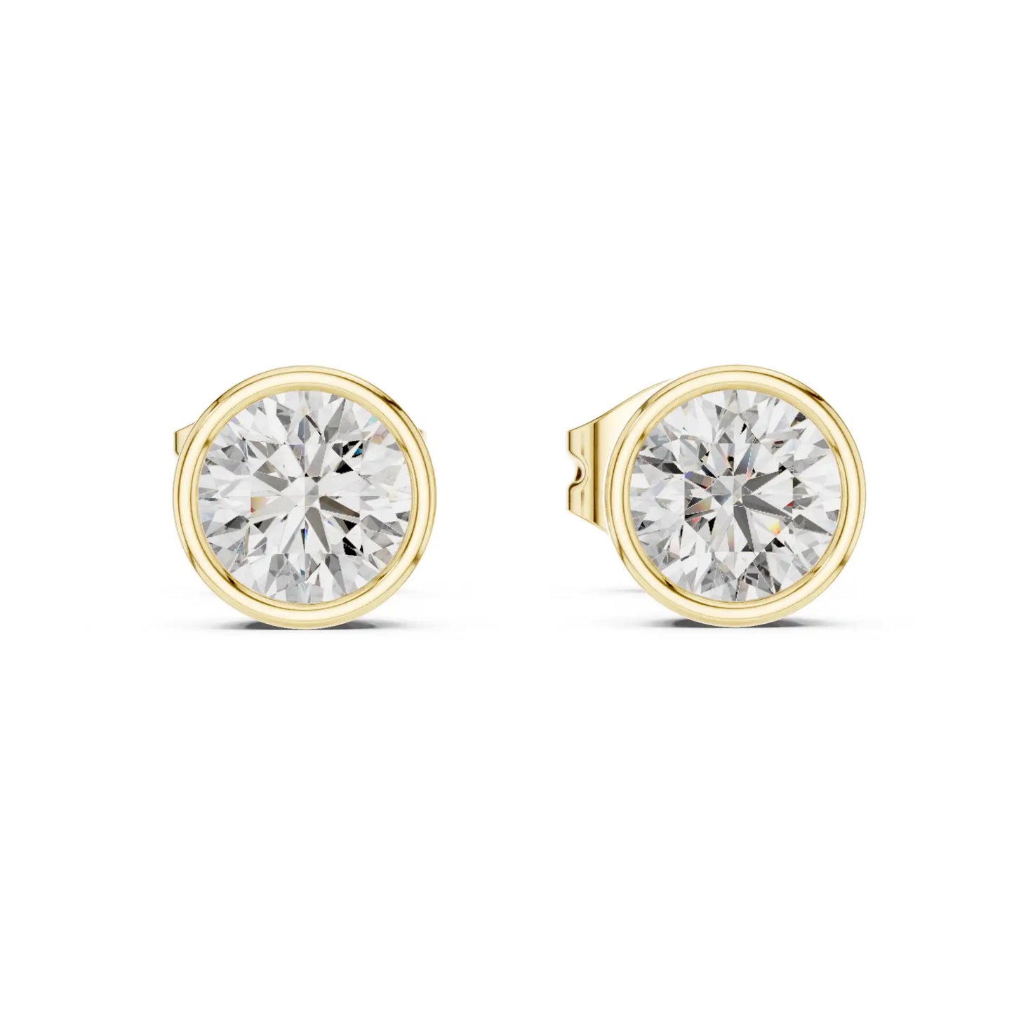 Round Brilliant Bezel Set Stud Earrings