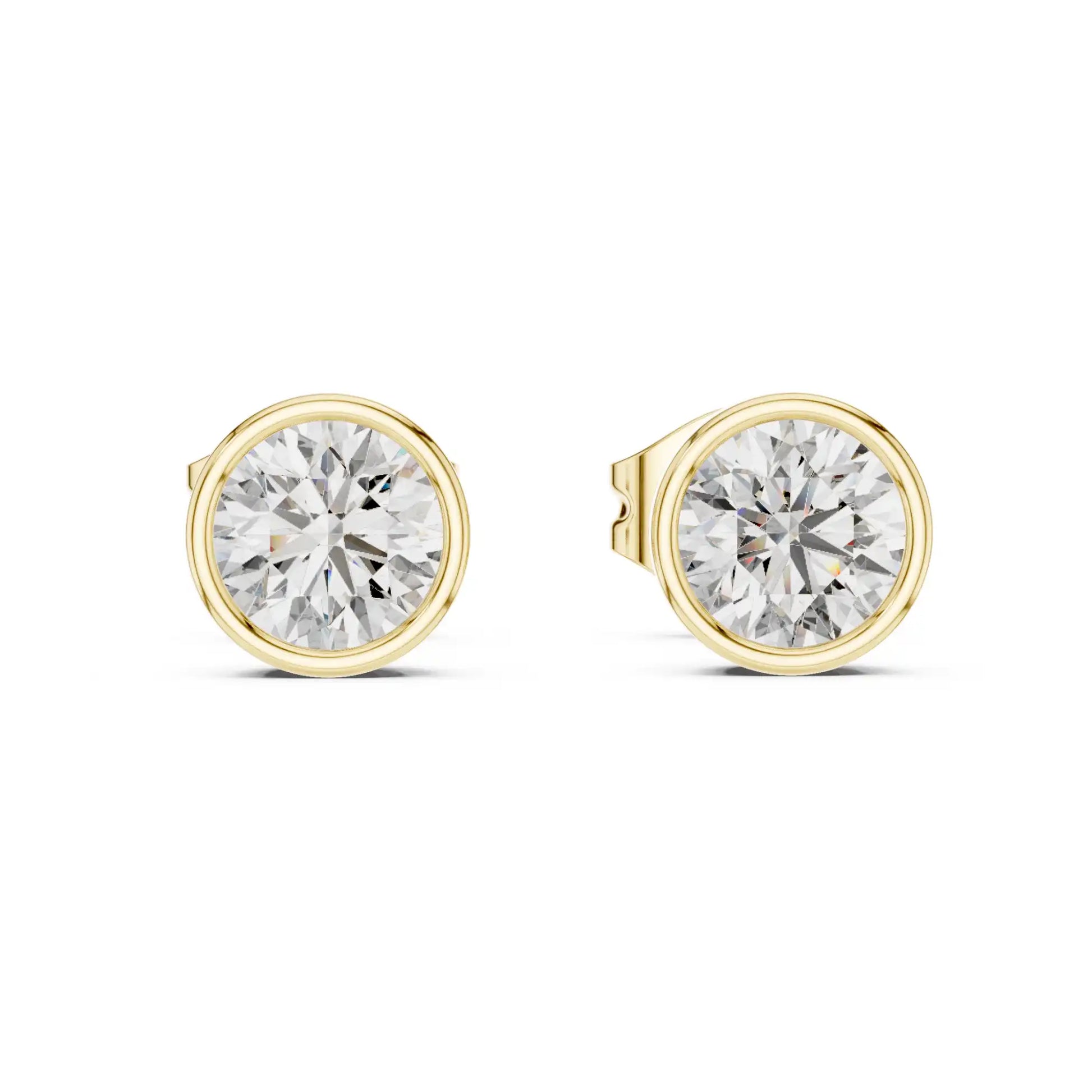 Round Brilliant Bezel Set Stud Earrings