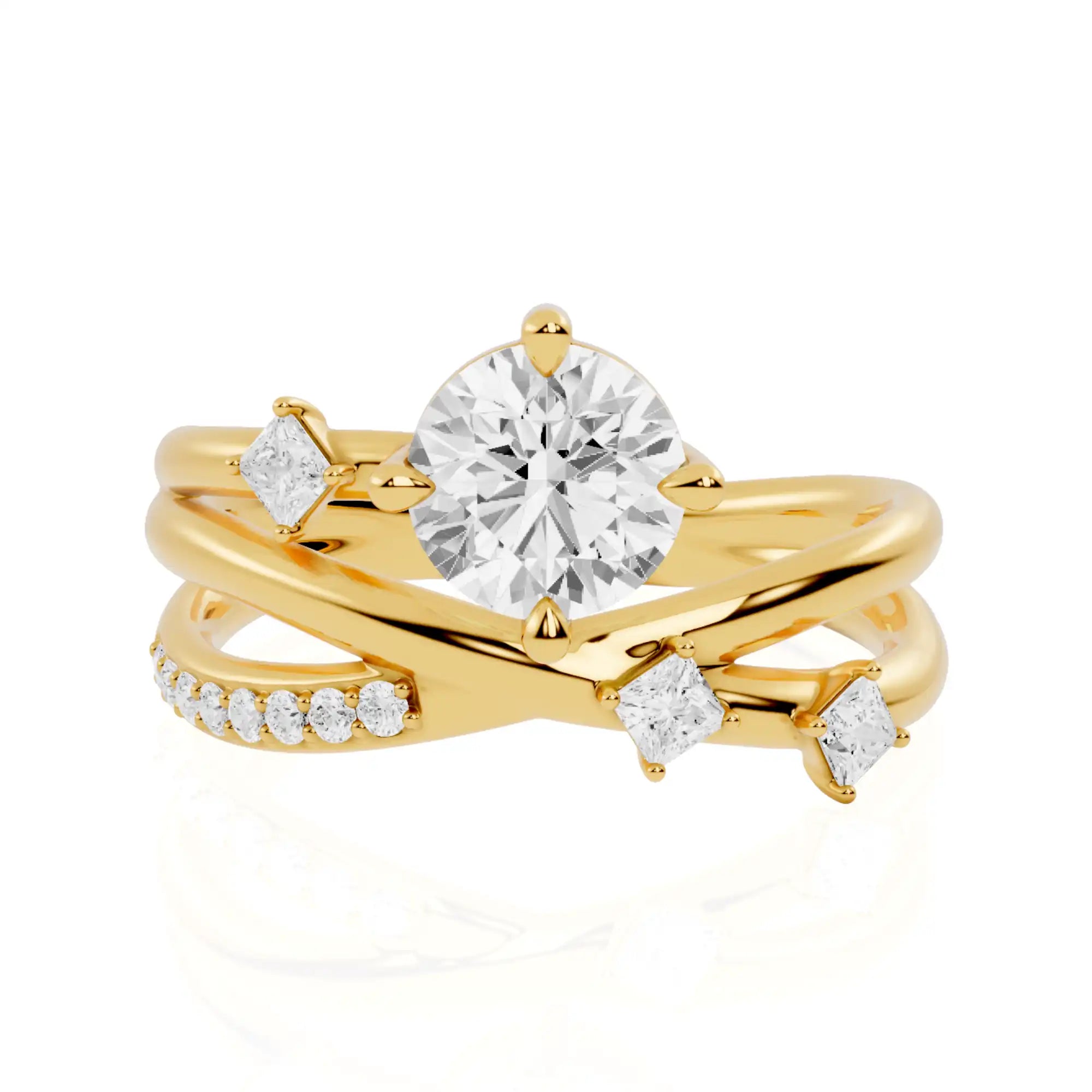 Spiral Vine Engagement Ring with Princess & Round | Phoenix Brilliance
