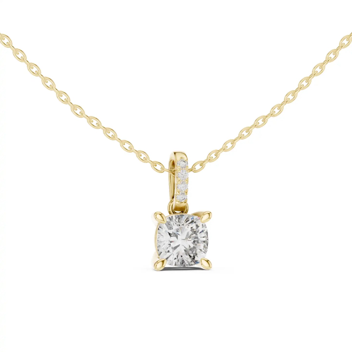 Cushion Cut Lab Grown Diamond Solitaire Necklace - Artisan Love Basket | Rowena