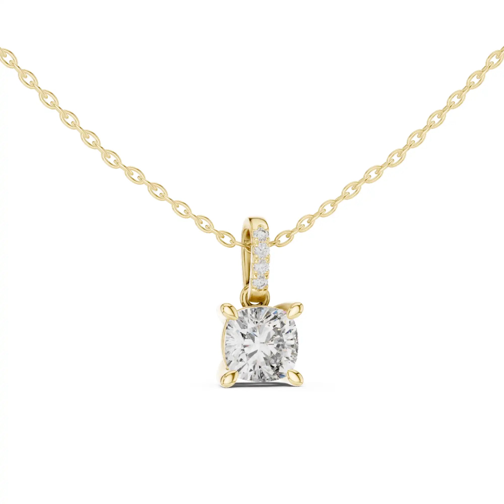 Cushion Cut Lab Grown Diamond Solitaire Necklace - Artisan Love Basket | Rowena