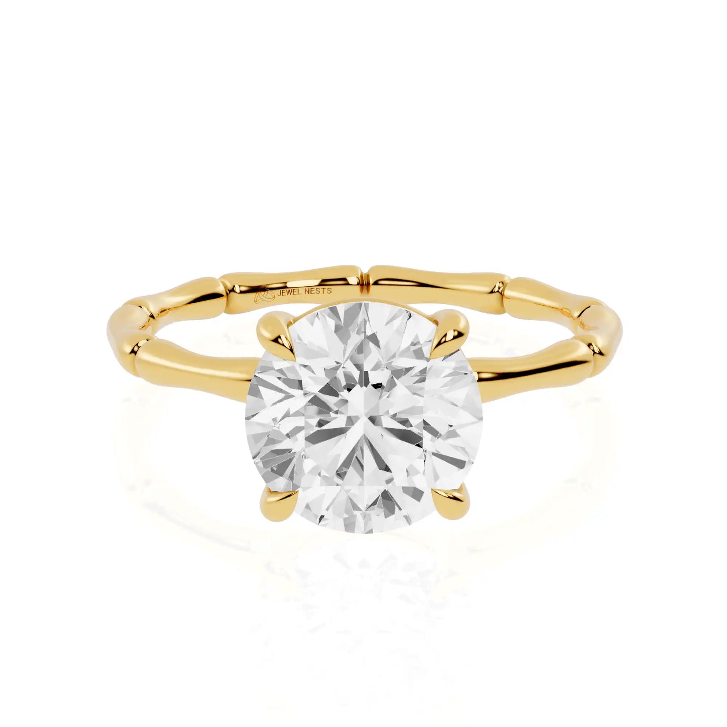 Round Cut Diamond Bamboo Engagement Ring Online