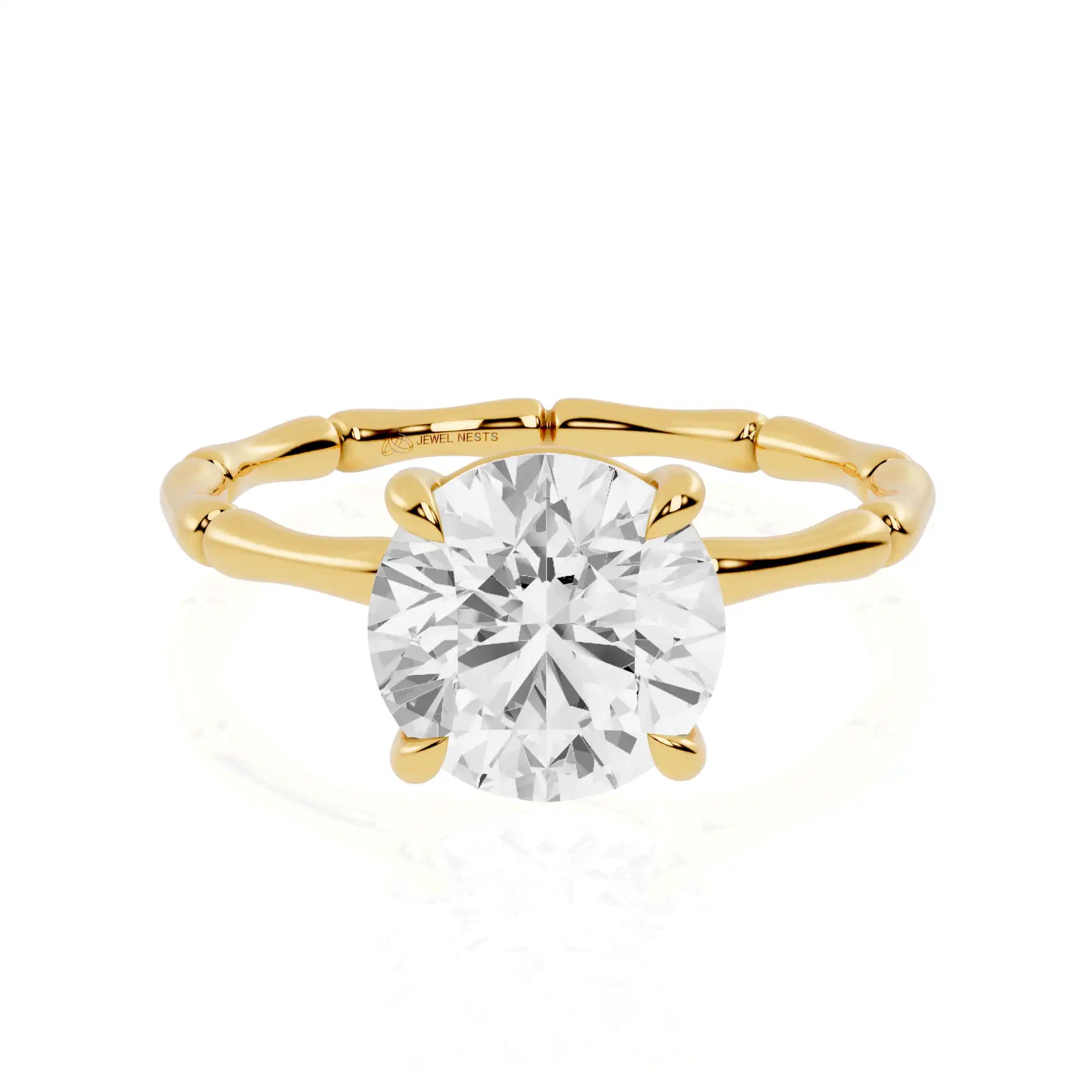 Round Cut Diamond Bamboo Engagement Ring Online