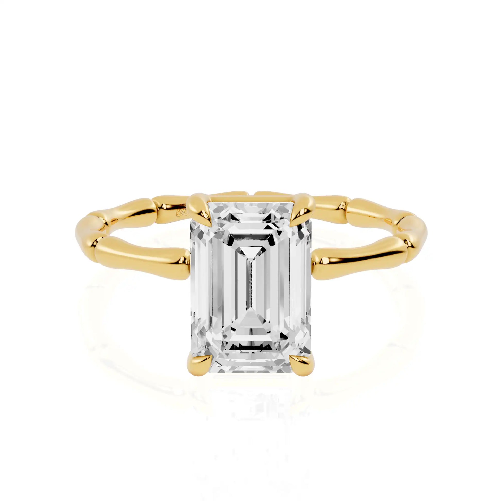 Bamboo Band Lab Grown Diamond Solitaire Engagement Ring