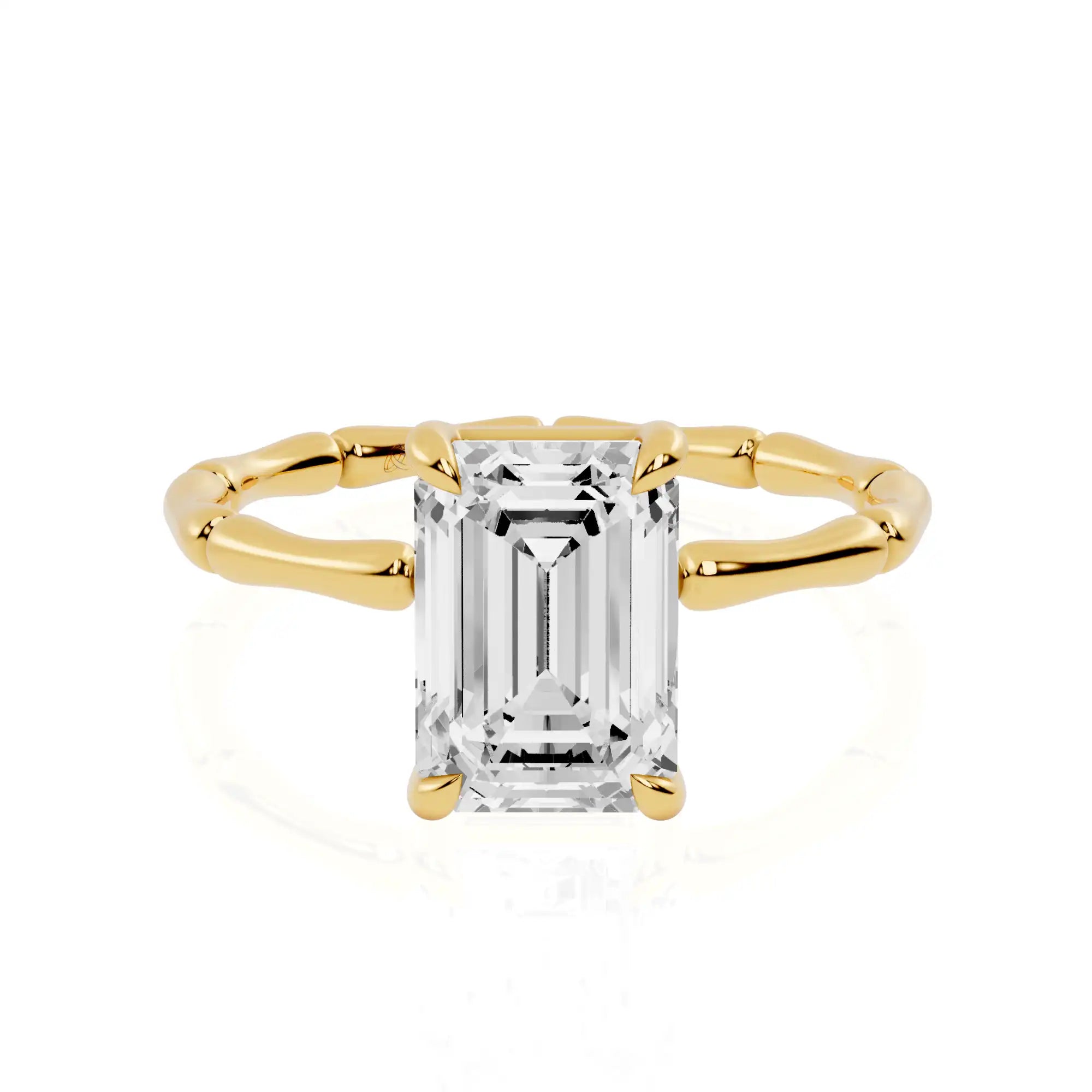 Bamboo Band Lab Grown Diamond Solitaire Engagement Ring