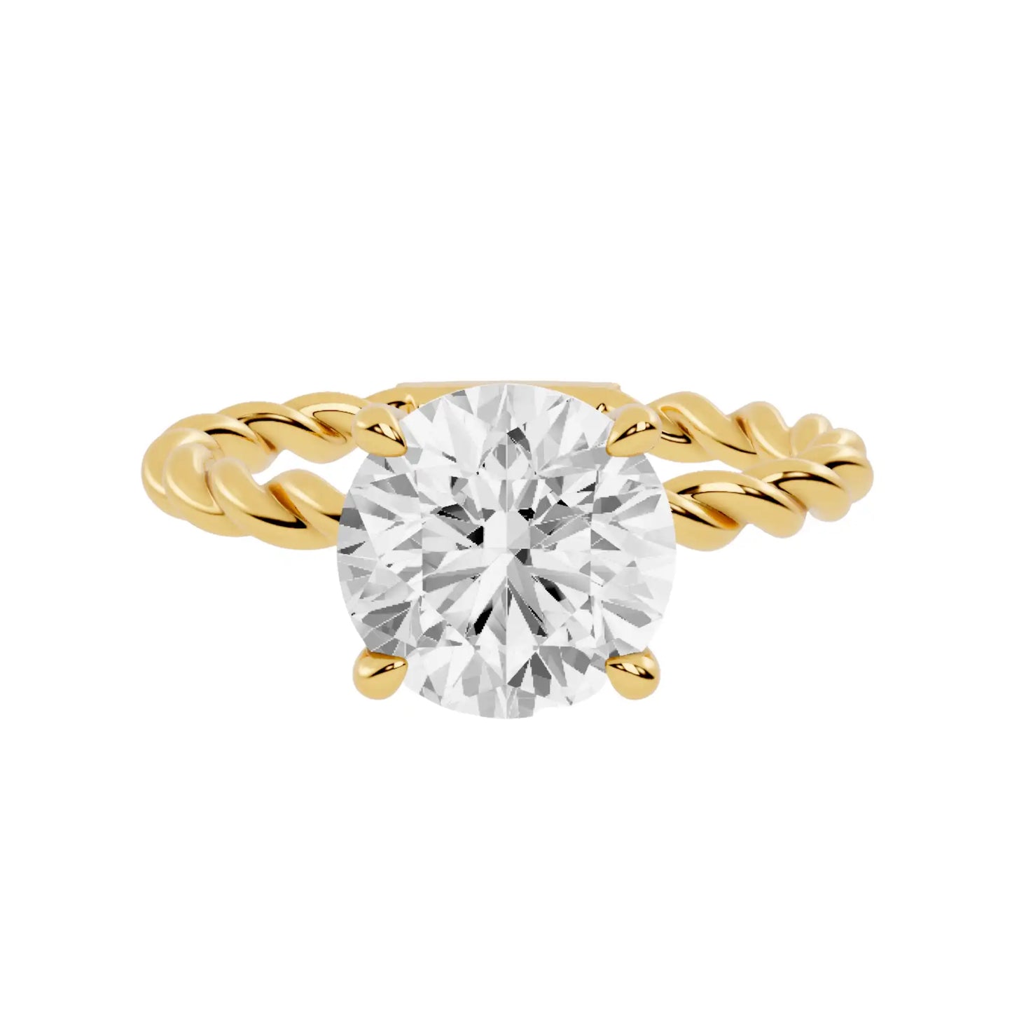 Twisted Band Round Diamond Engagement Ring