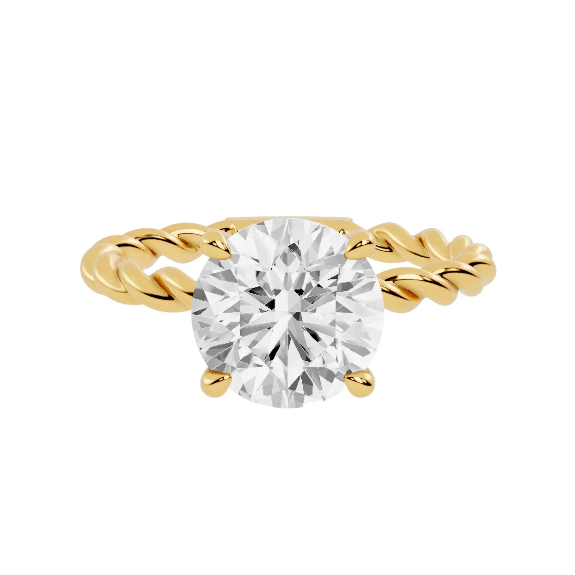 Twisted Band Round Diamond Engagement Ring
