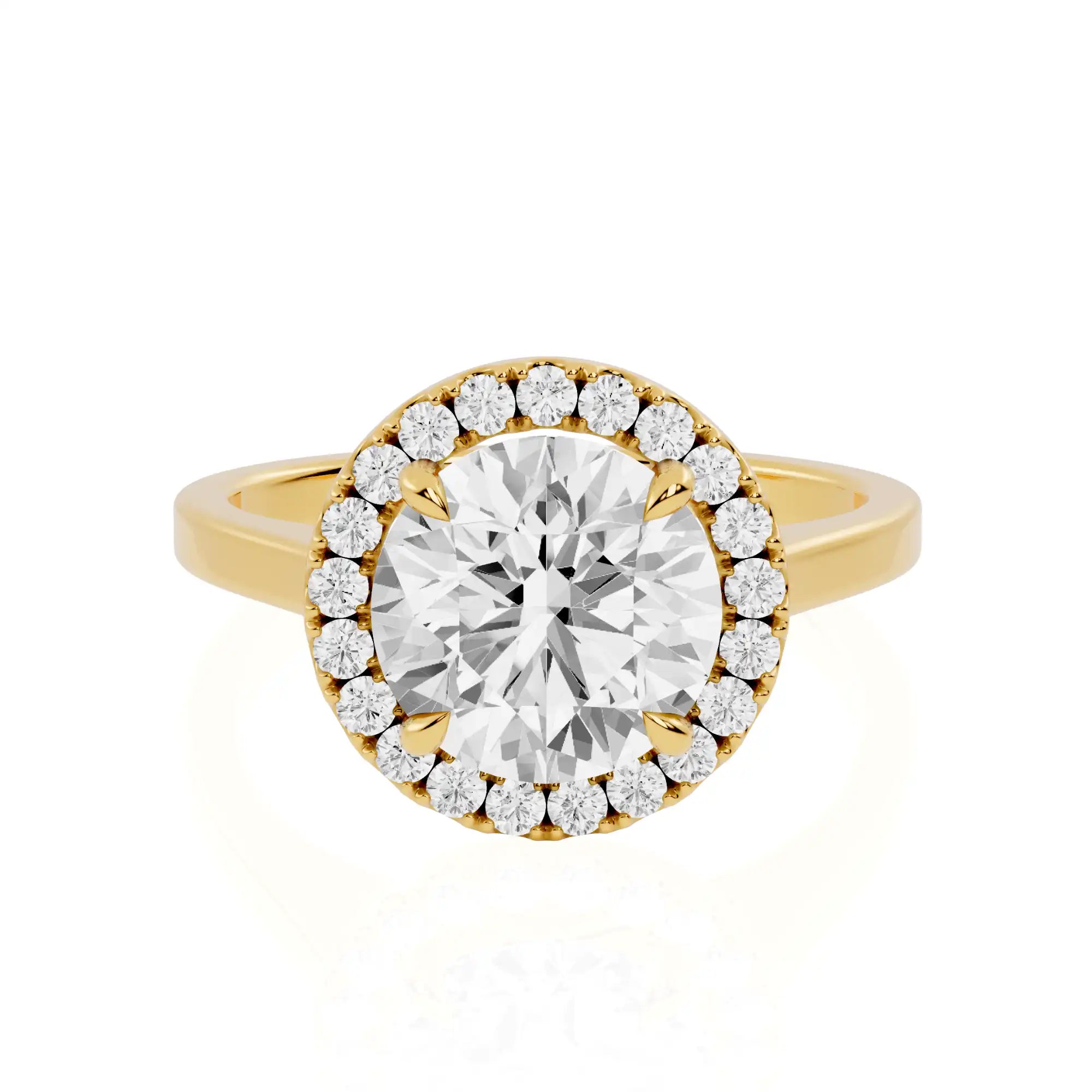 Round Brilliant Lab Diamond Halo Engagement Ring | Petra Jewel