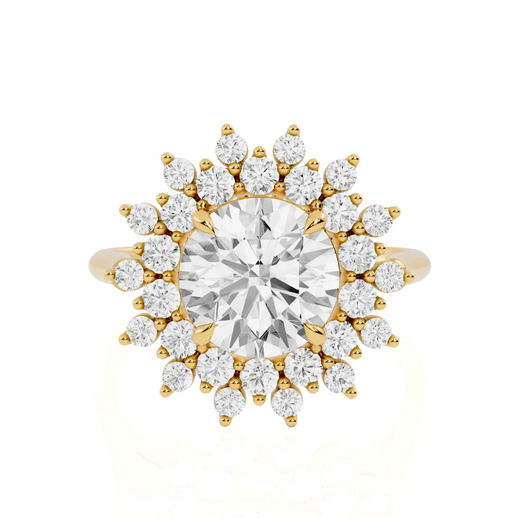 Round Brilliant Flower Halo Lab Diamond Ring | Hanging Garden
