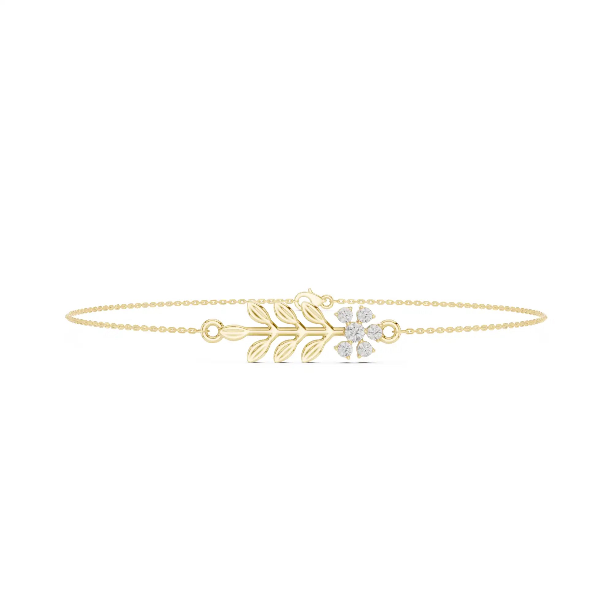 Diamond Leaf Chain Bracelet