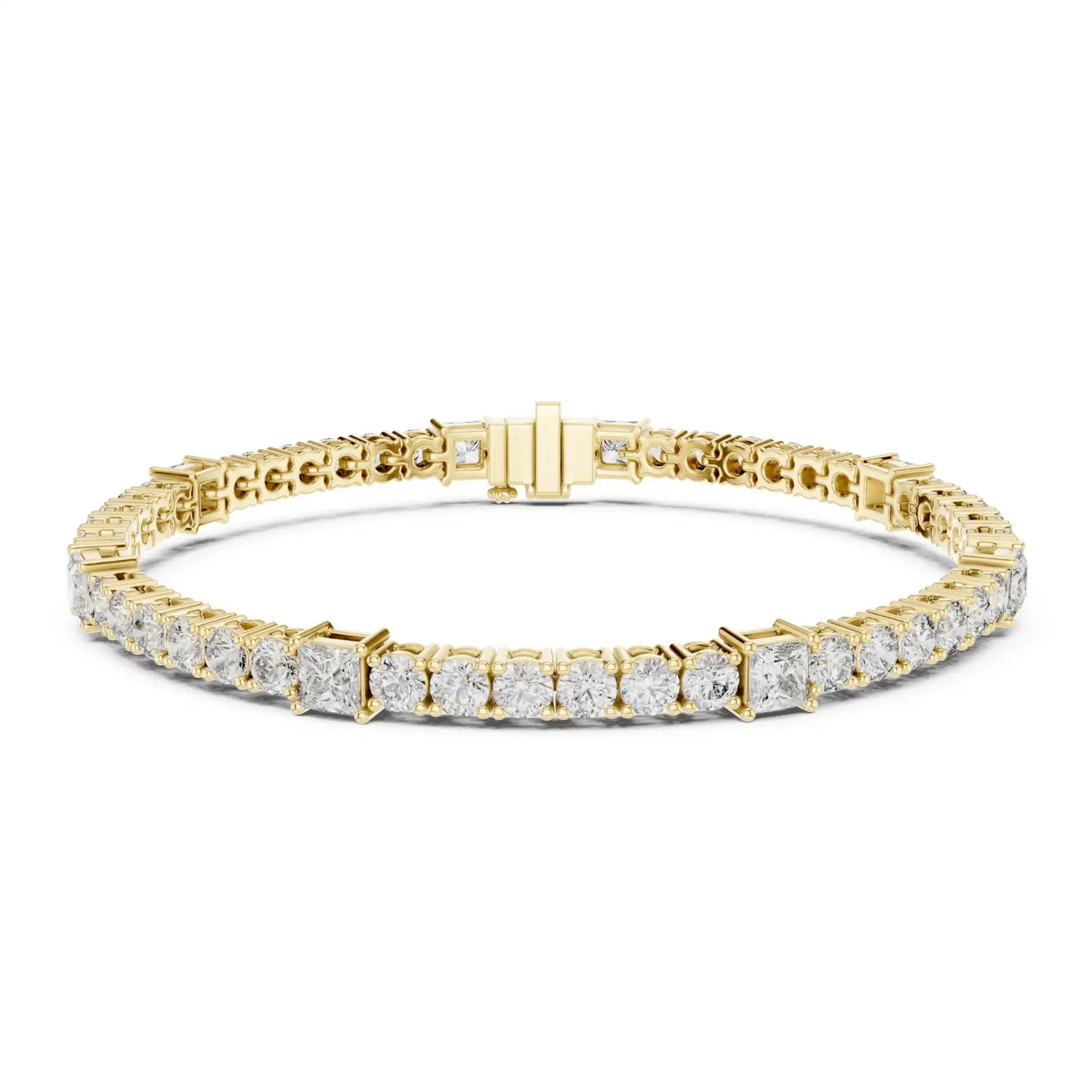 Round & Princess Cut Lab Grown Diamond Tennis Bracelet 