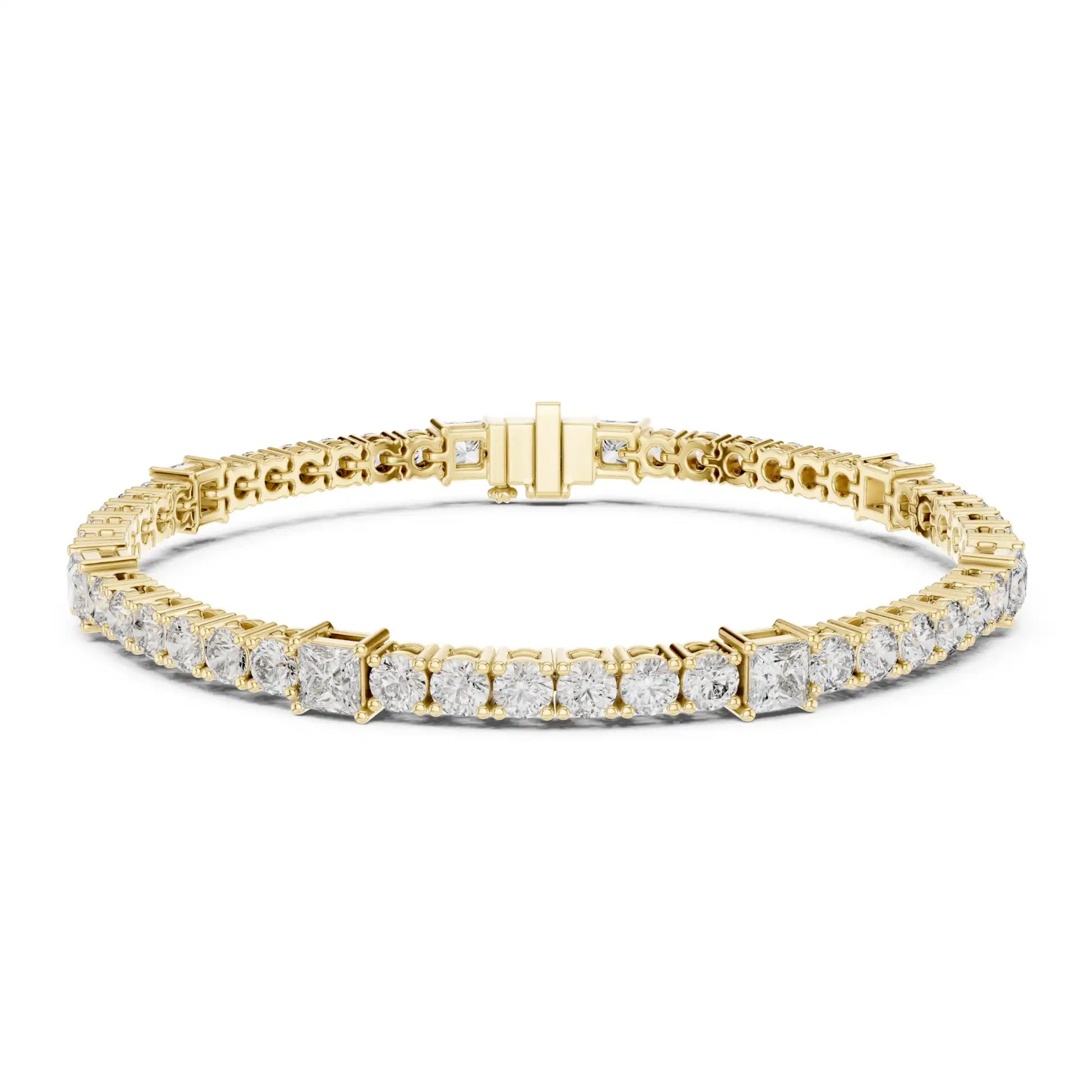 Round & Princess Cut Lab Grown Diamond Tennis Bracelet 