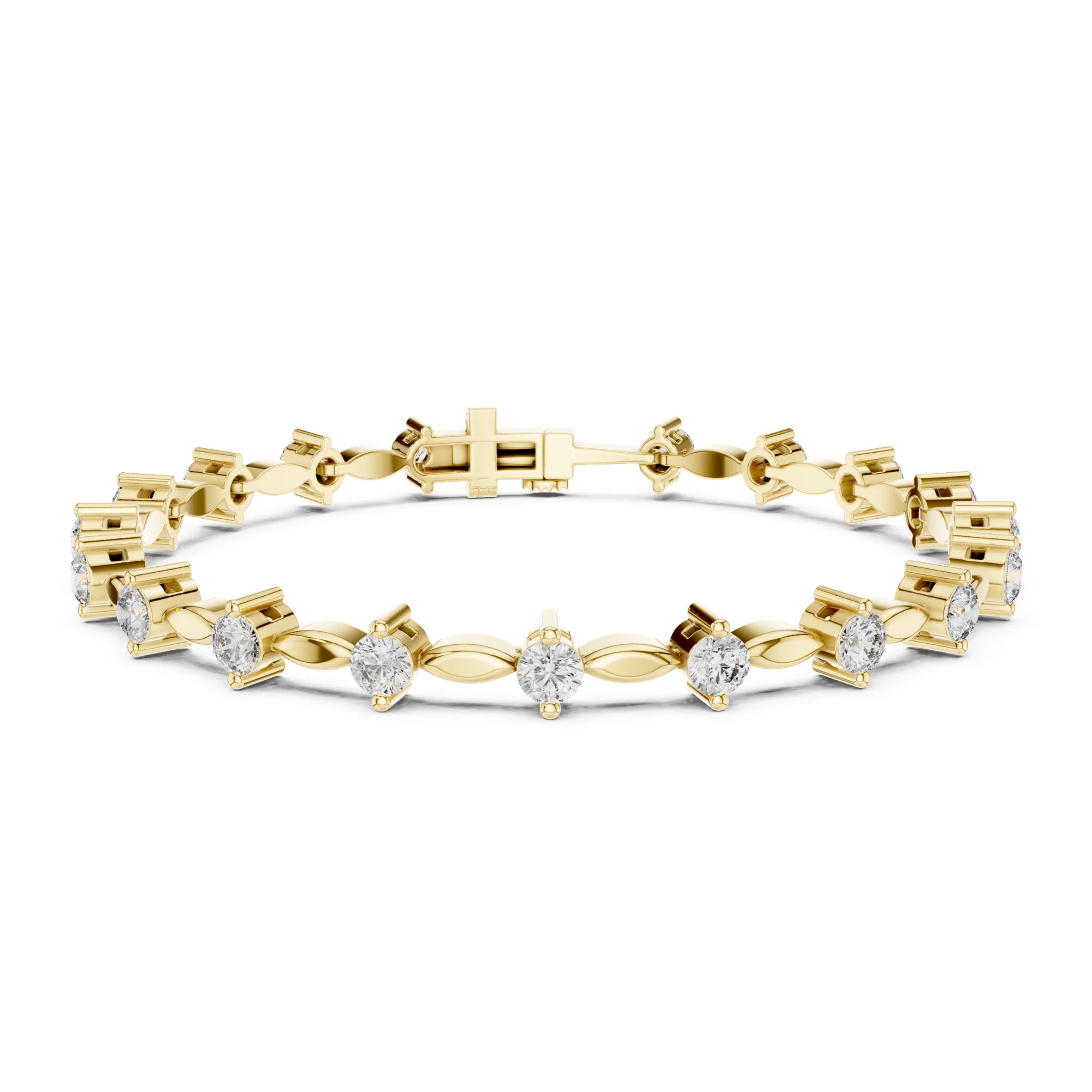 Round Lab Grown Diamond & Marquise Motif Tennis Bracelet | Capri