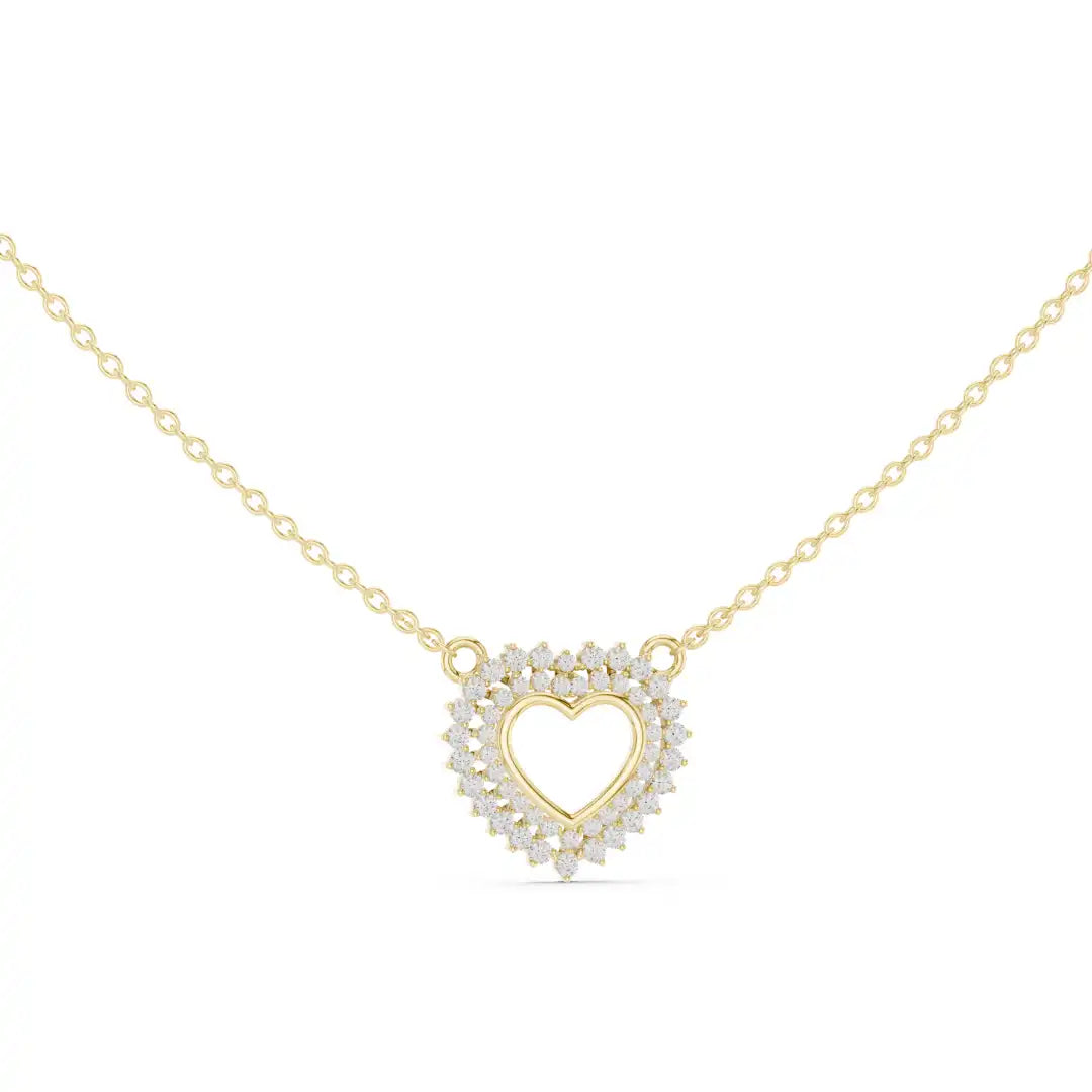 Double Heart Halo Diamond Necklace | Amelia