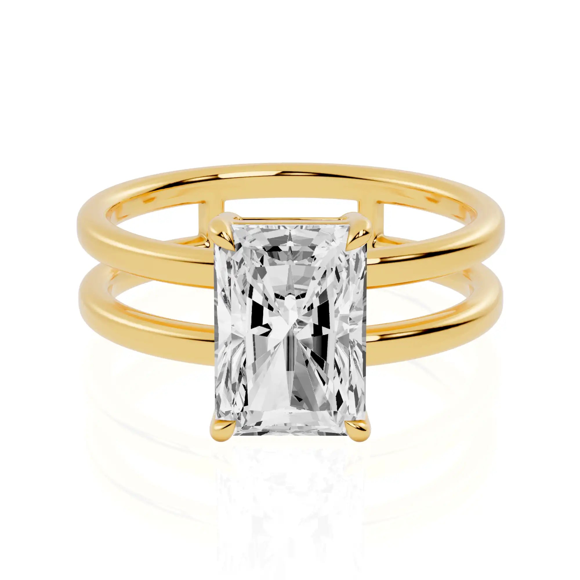 Double Band Lab Grown Diamond Solitaire Engagement Ring | Romance Trail
