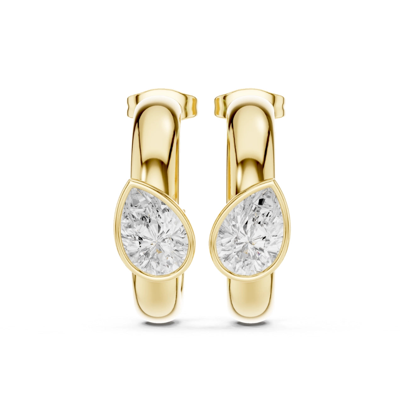 Lab Grown Diamond Earrings - Bezel Set Pear Cut | Demsia