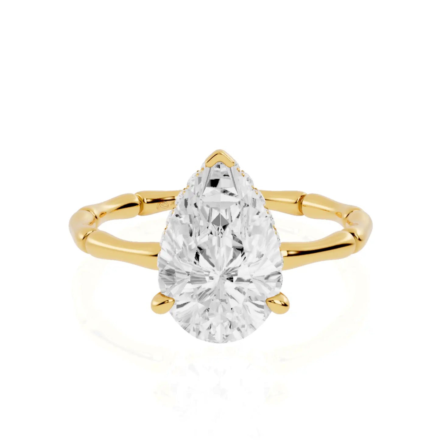 Hidden Halo Bamboo Band Lab Grown Diamond Engagement Ring | Oslo Vow