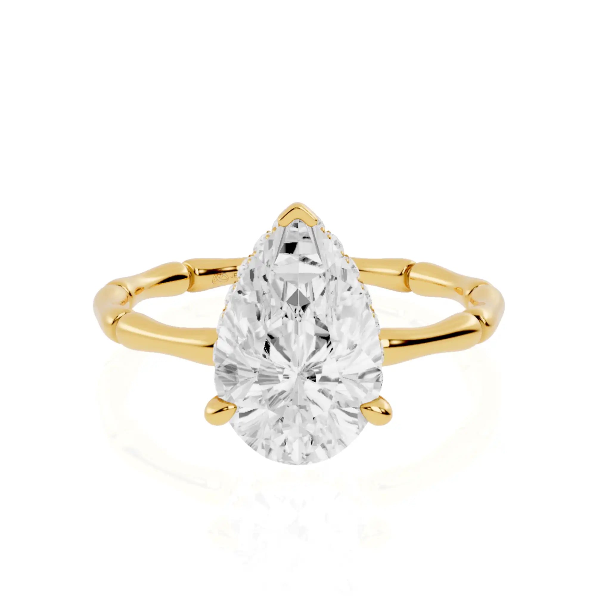 Hidden Halo Bamboo Band Lab Grown Diamond Engagement Ring | Oslo Vow