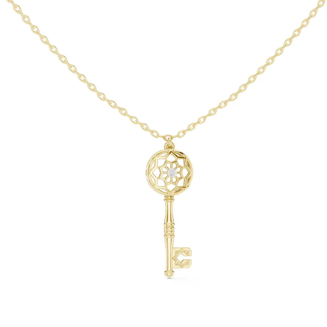 Key Diamond Charm Necklace For Women