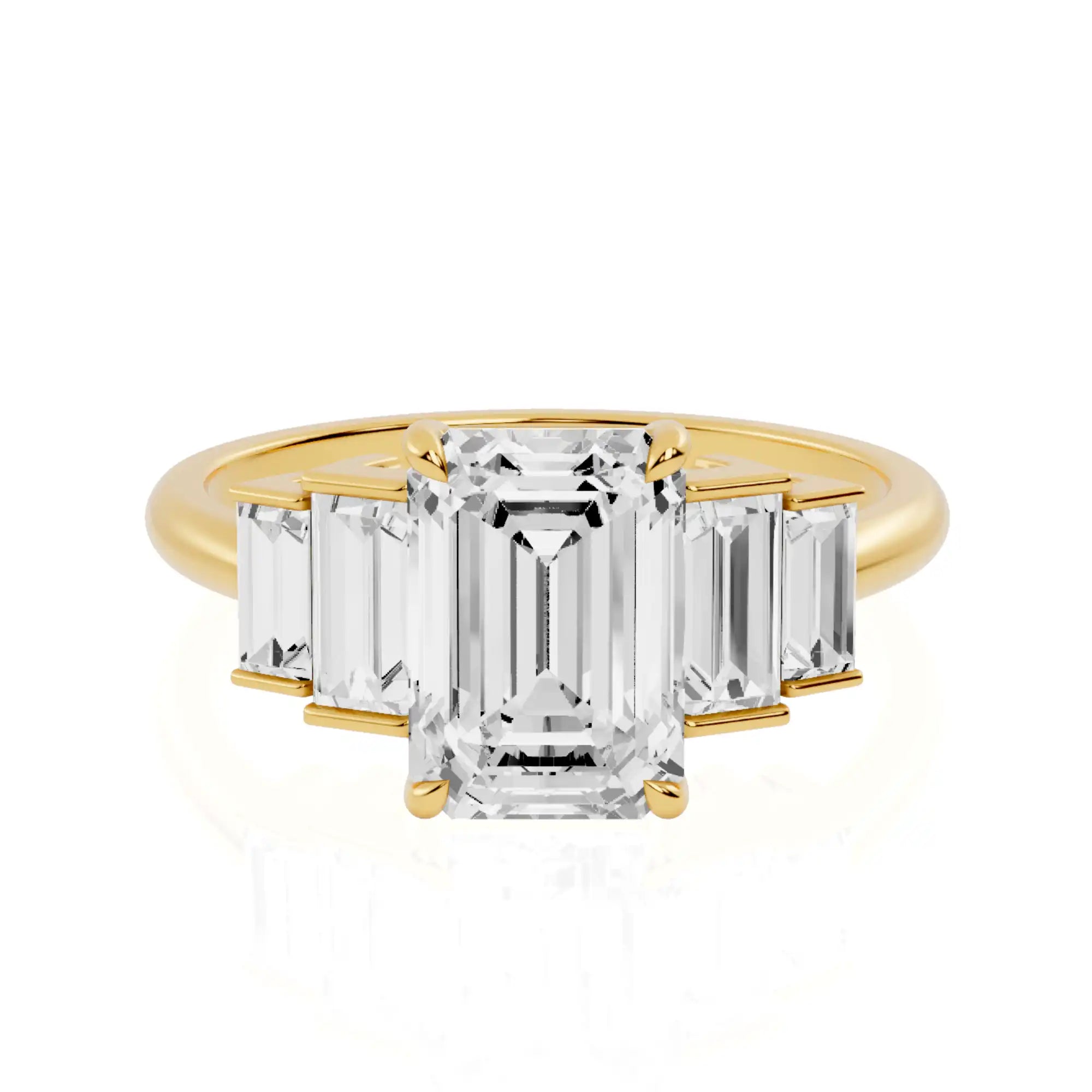 Five-Stone Lab Grown Diamond Engagement Ring with Side Baguettes | New York Spark