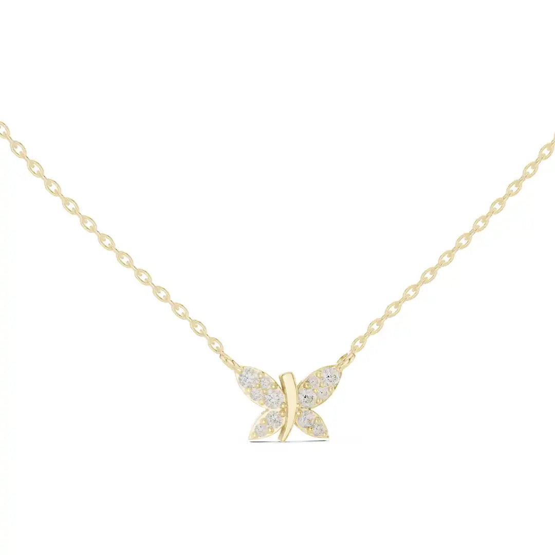 Butterfly Pavé Diamond Necklace For Women