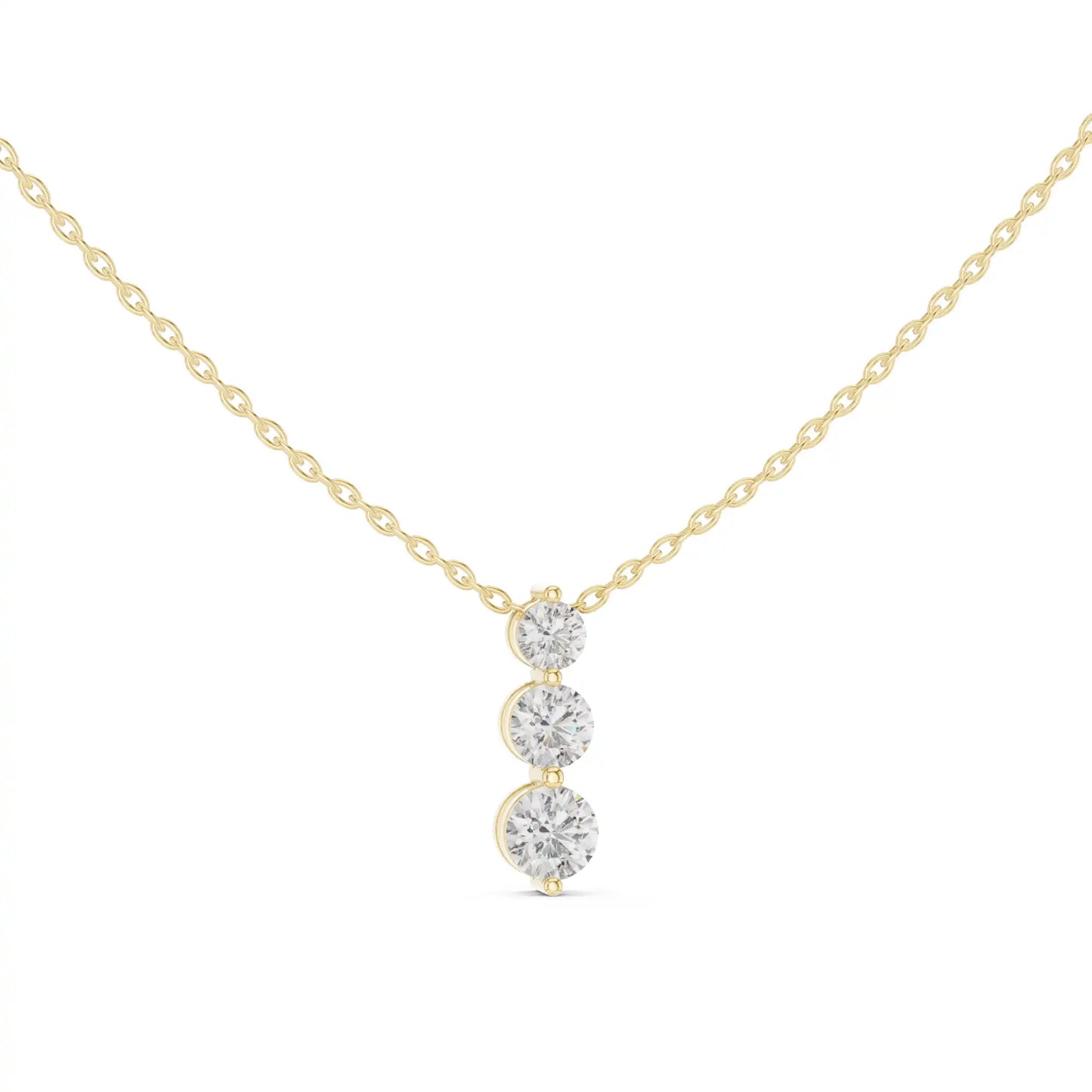 Round Lab Grown Diamond Drop Necklace - Three Stone Graduated Design | Dusk
