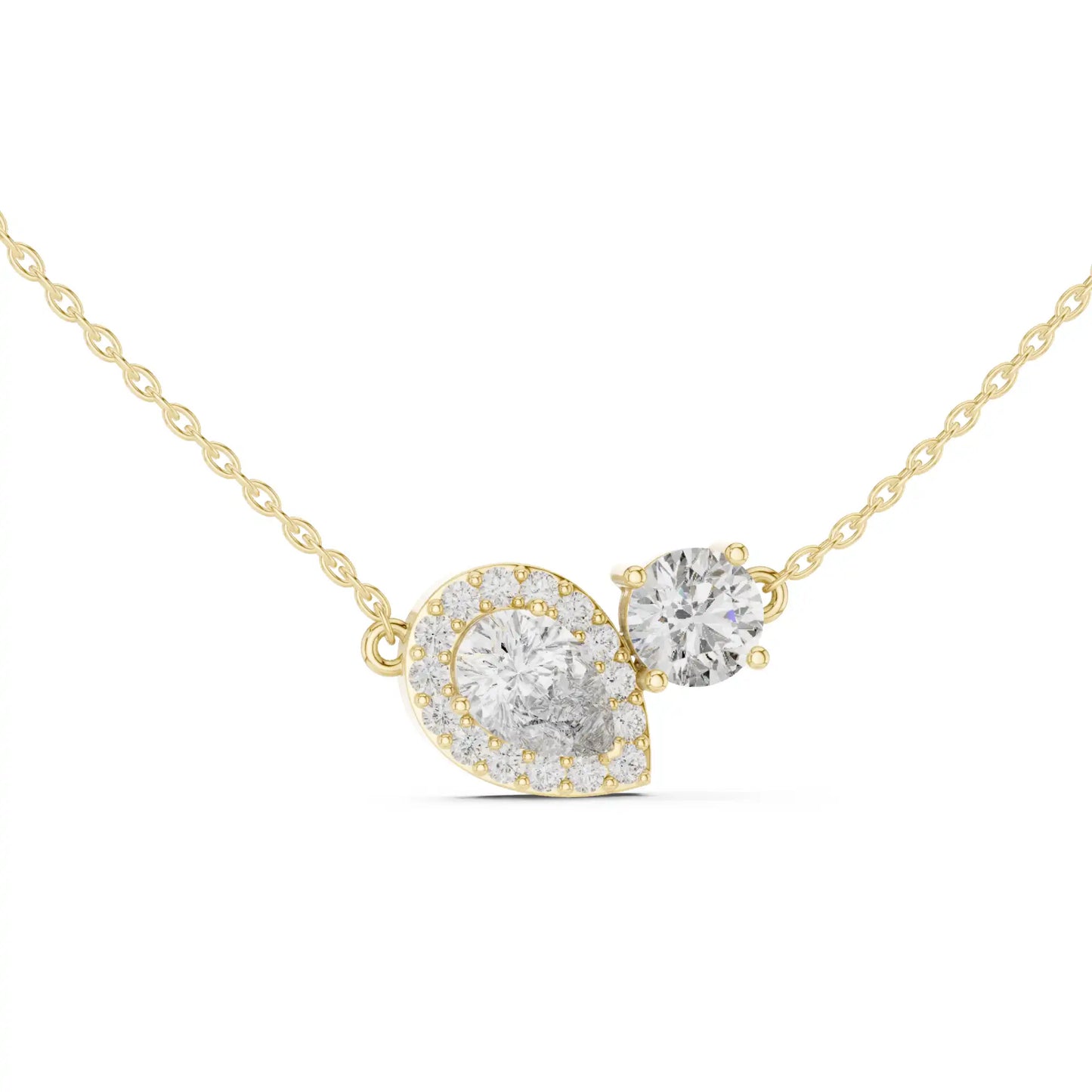 Pear & Round Toi et Moi Lab Grown Diamond Necklace | Anvika