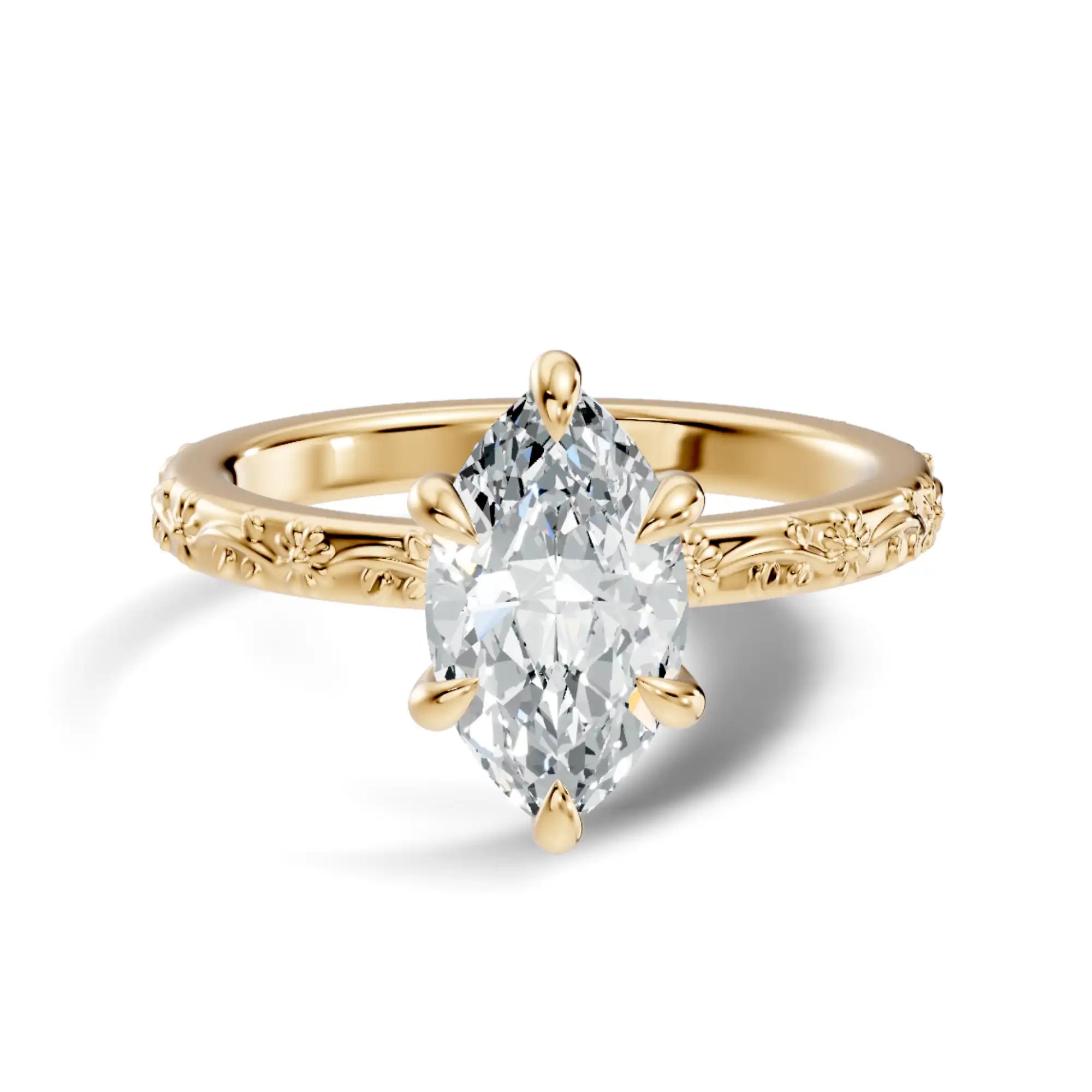 Hand-Engraved Marquise Lab Diamond Ring | Amazon Rapids