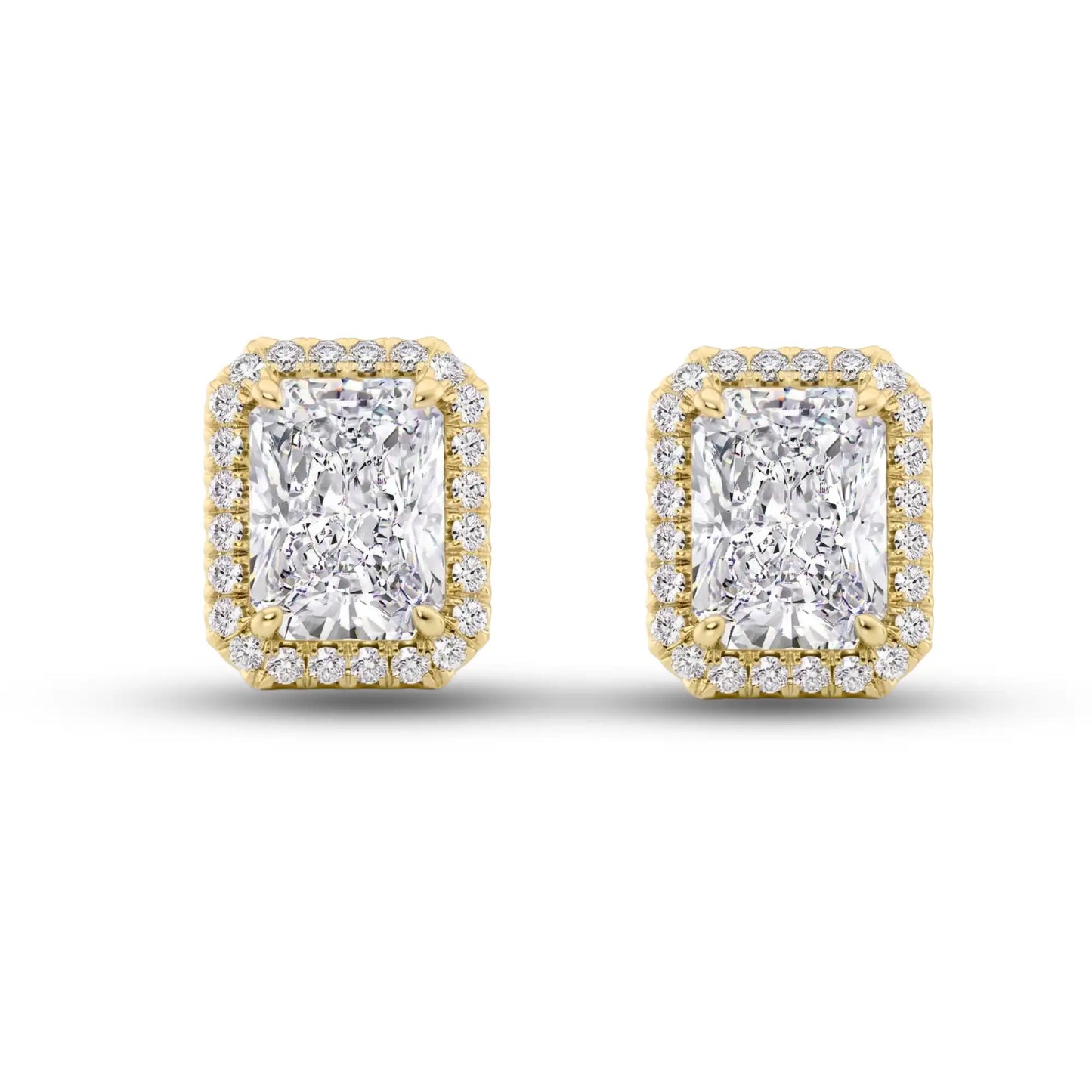 Halo Radiant Cut Lab Diamond Stud Earrings | Dragona
