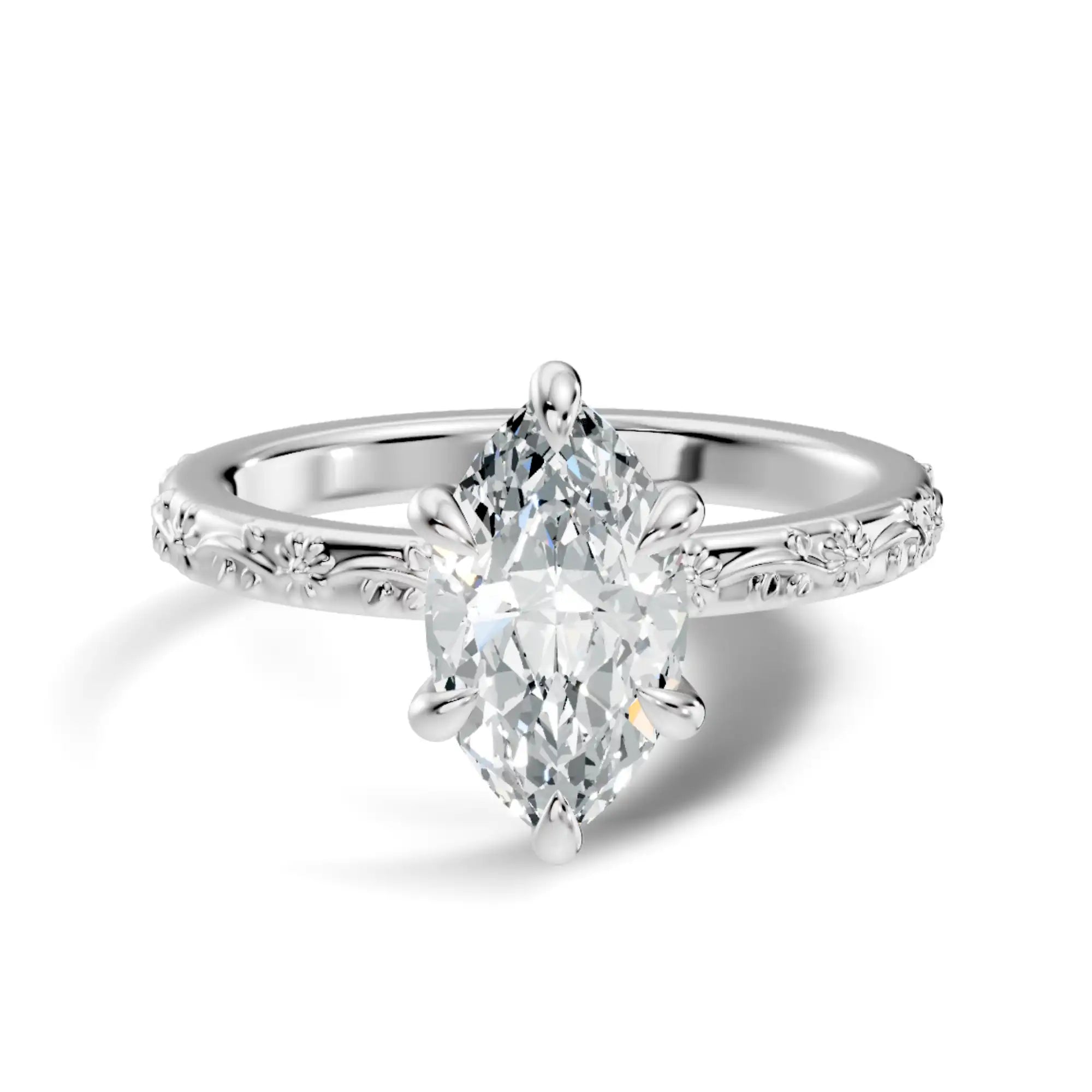 Hand Engraved Marquise Lab Diamond Ring | Amazon Rapids