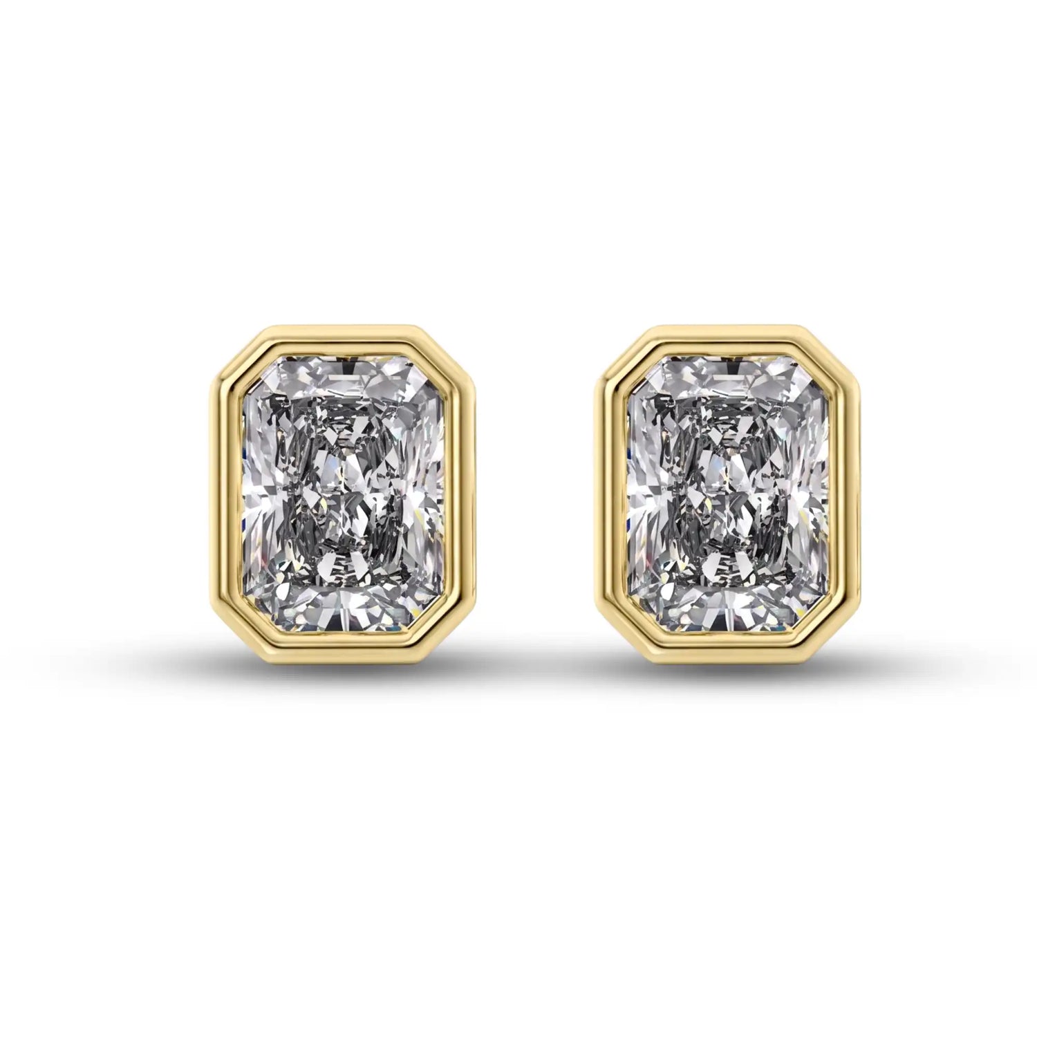 Bezel Set Radiant Cut Lab Diamond Stud Earrings