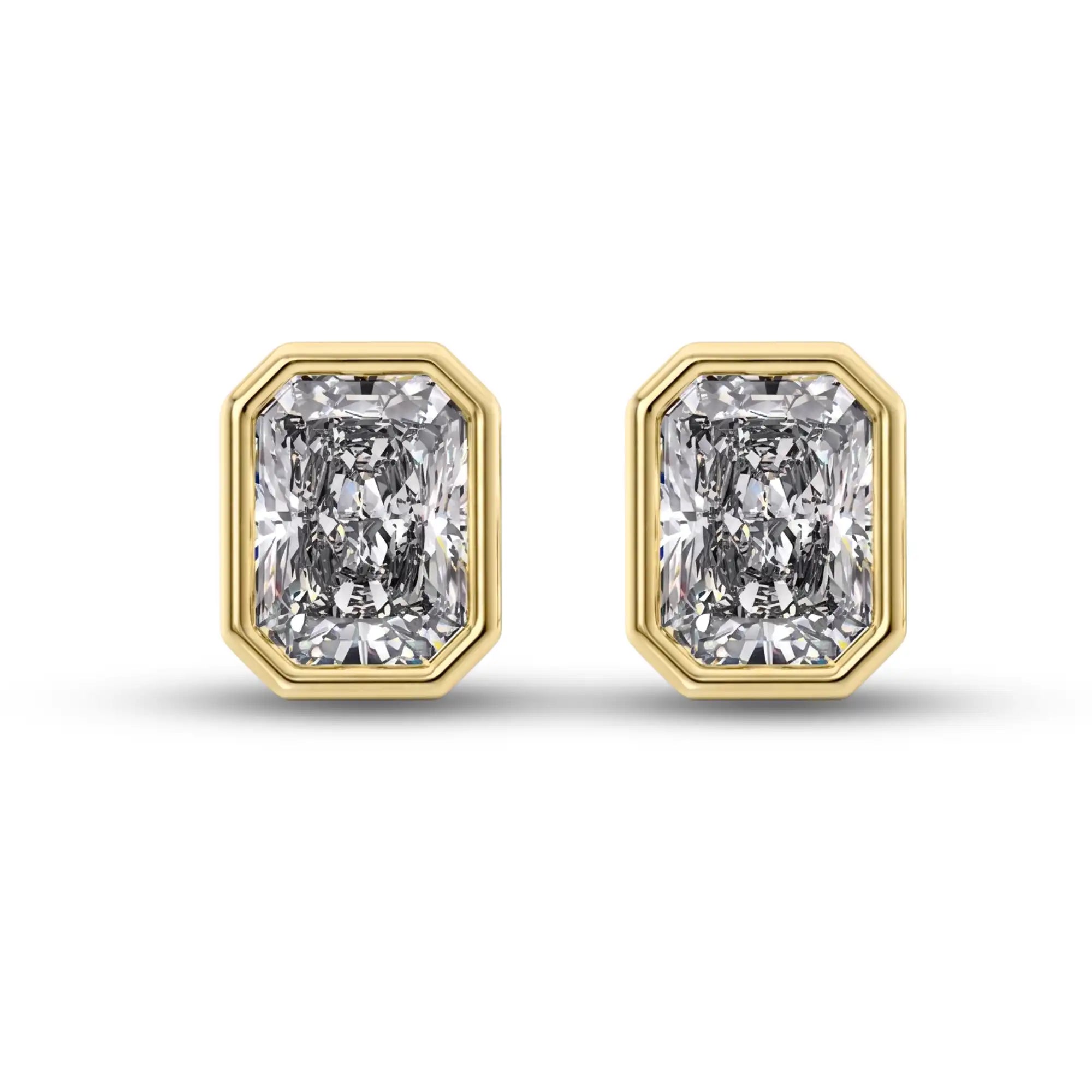 Bezel Set Radiant Cut Lab Diamond Stud Earrings