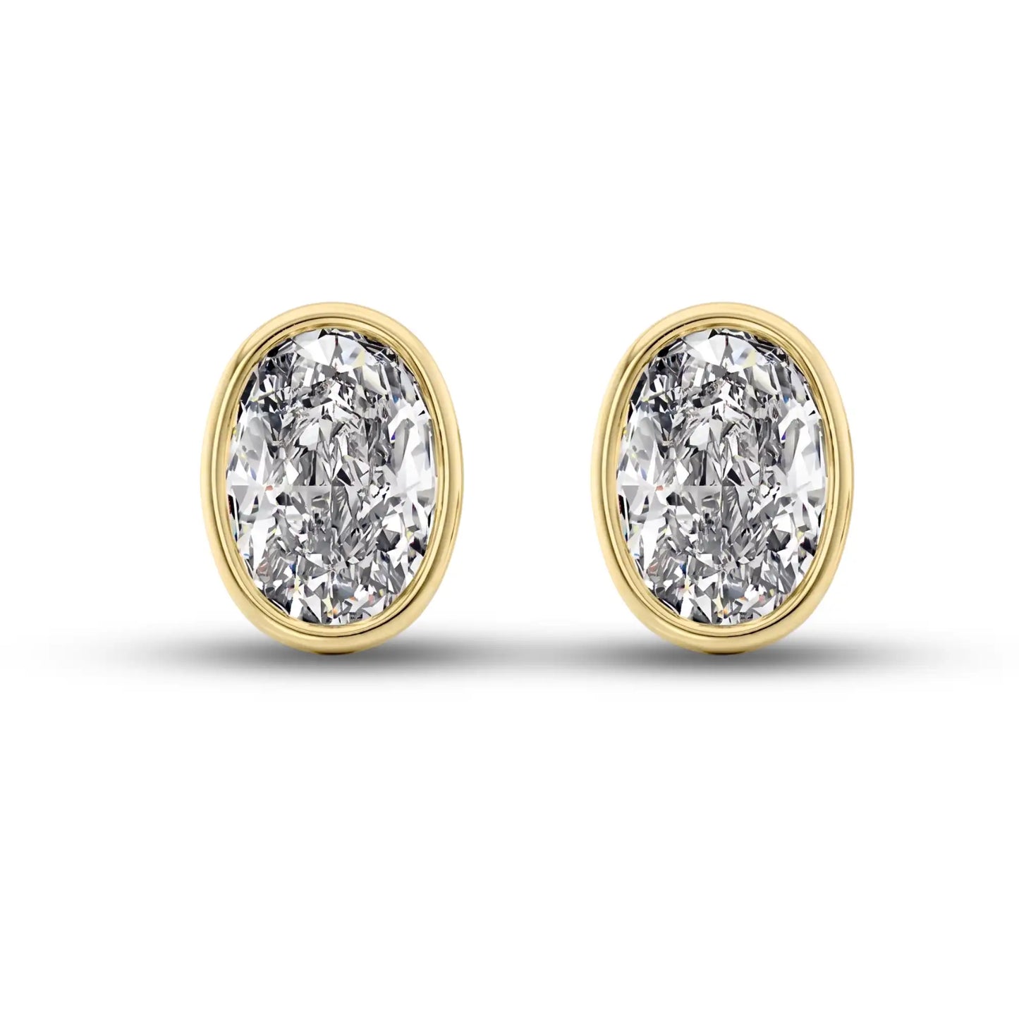 Bezel Set Oval Lab Diamond Stud Earrings | Doina