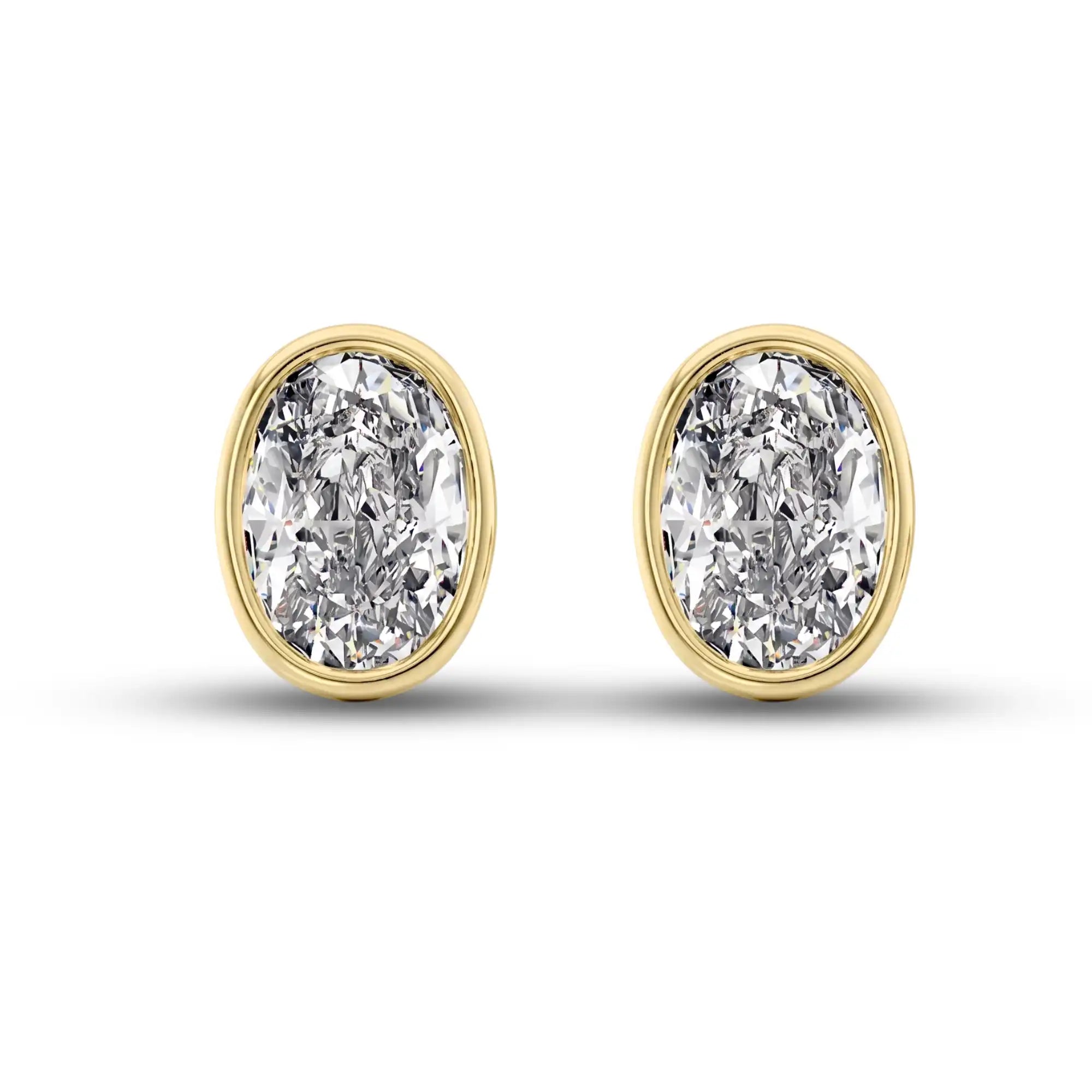 Bezel Set Oval Lab Diamond Stud Earrings