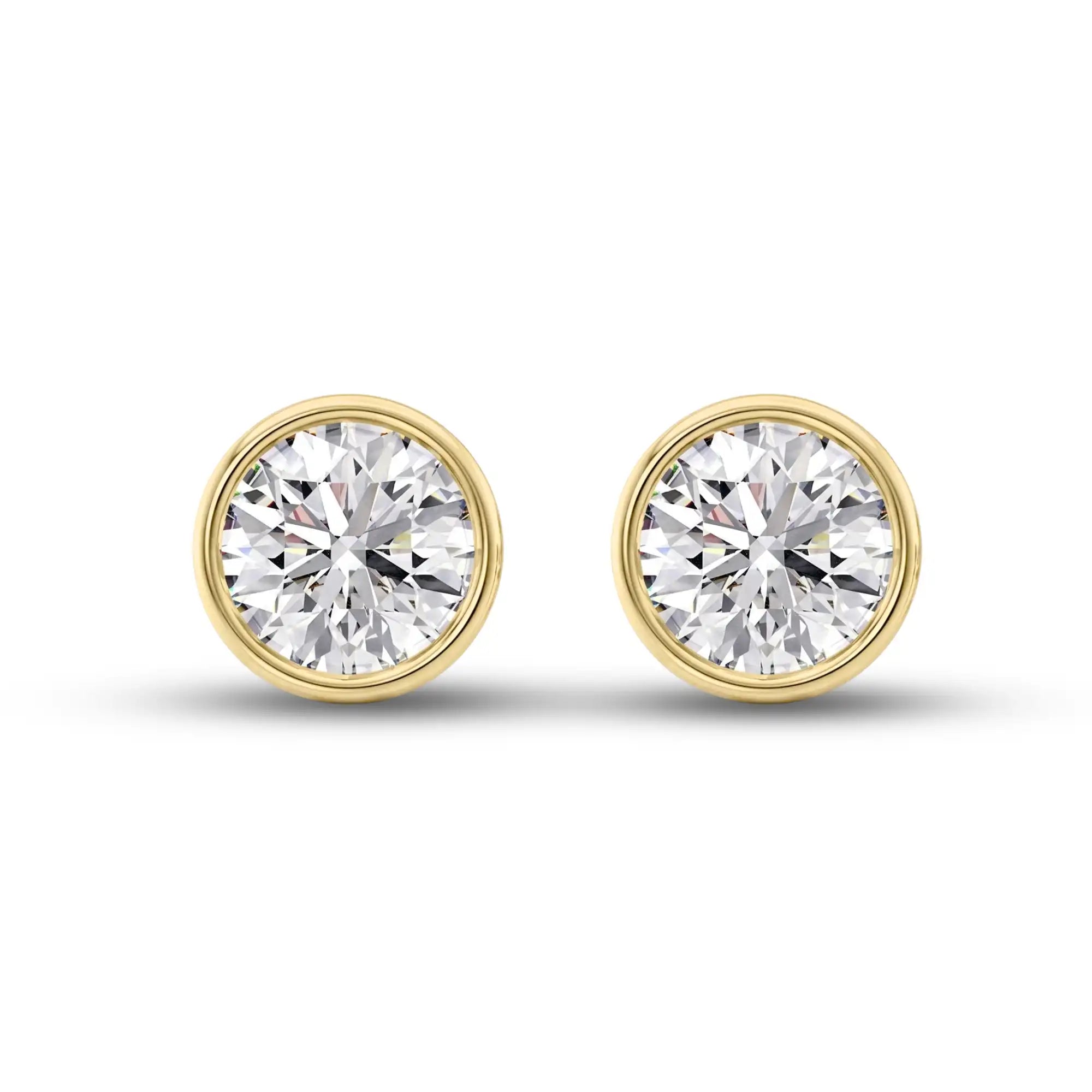 Bezel Set Round Lab Diamond Stud Earrings