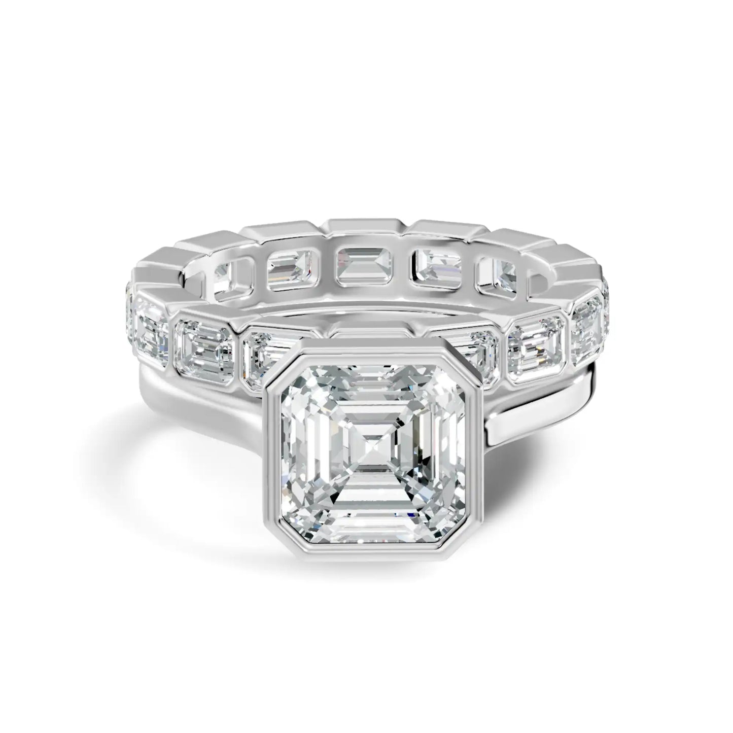 Bezel Set Asscher Cut Diamond Ring Online 