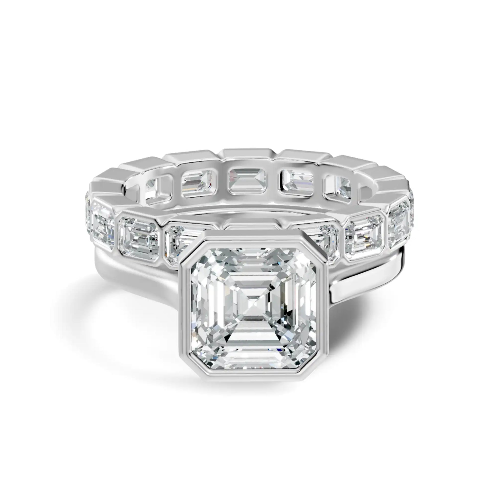 Bezel Set Asscher Cut Diamond Ring Online 