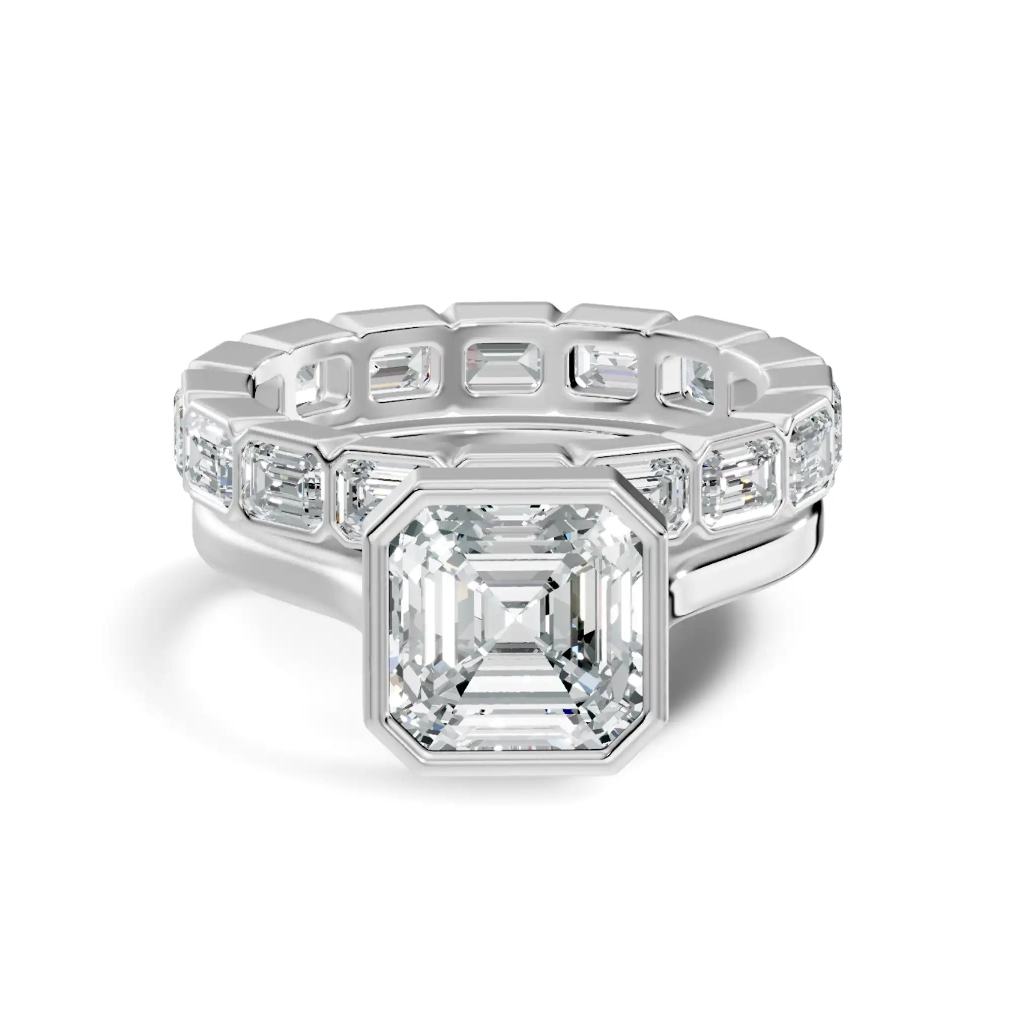 Bezel Set Asscher Cut Diamond Ring Online 
