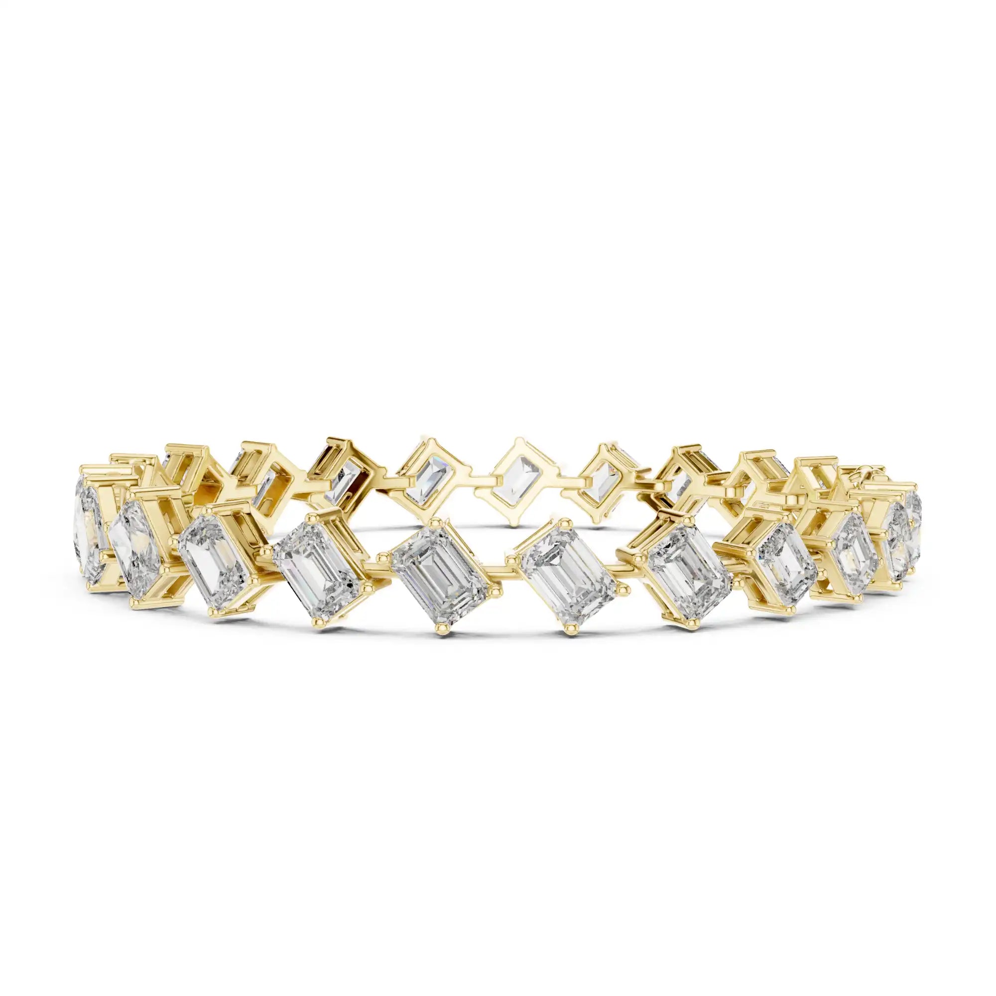 Emerald Cut Lab Grown Diamond Tennis Bracelet | Bora