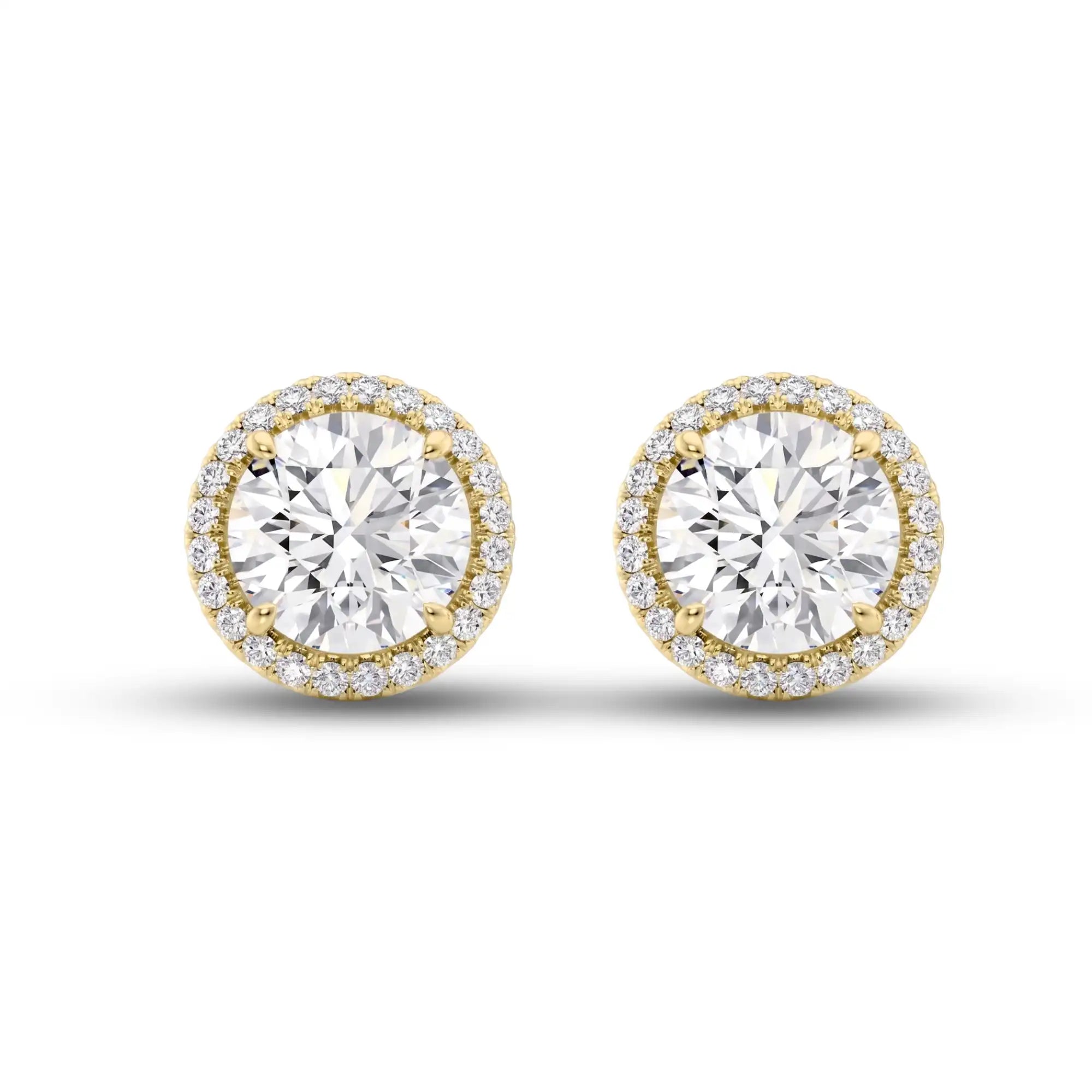 Halo Round Lab Grown Diamond Stud Earrings | Dragona