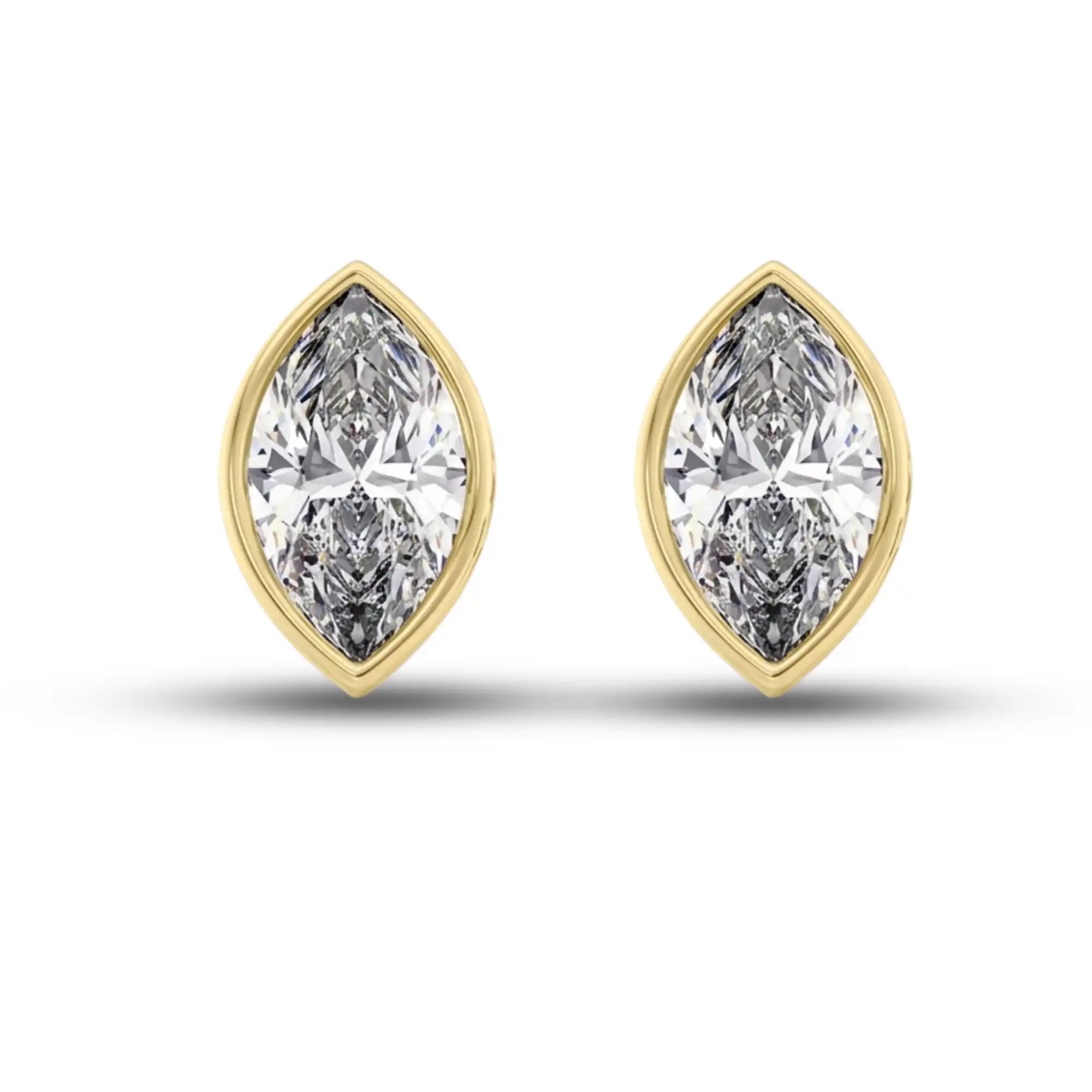 Bezel Set Marquise Cut Lab Diamond Stud Earrings | Doina
