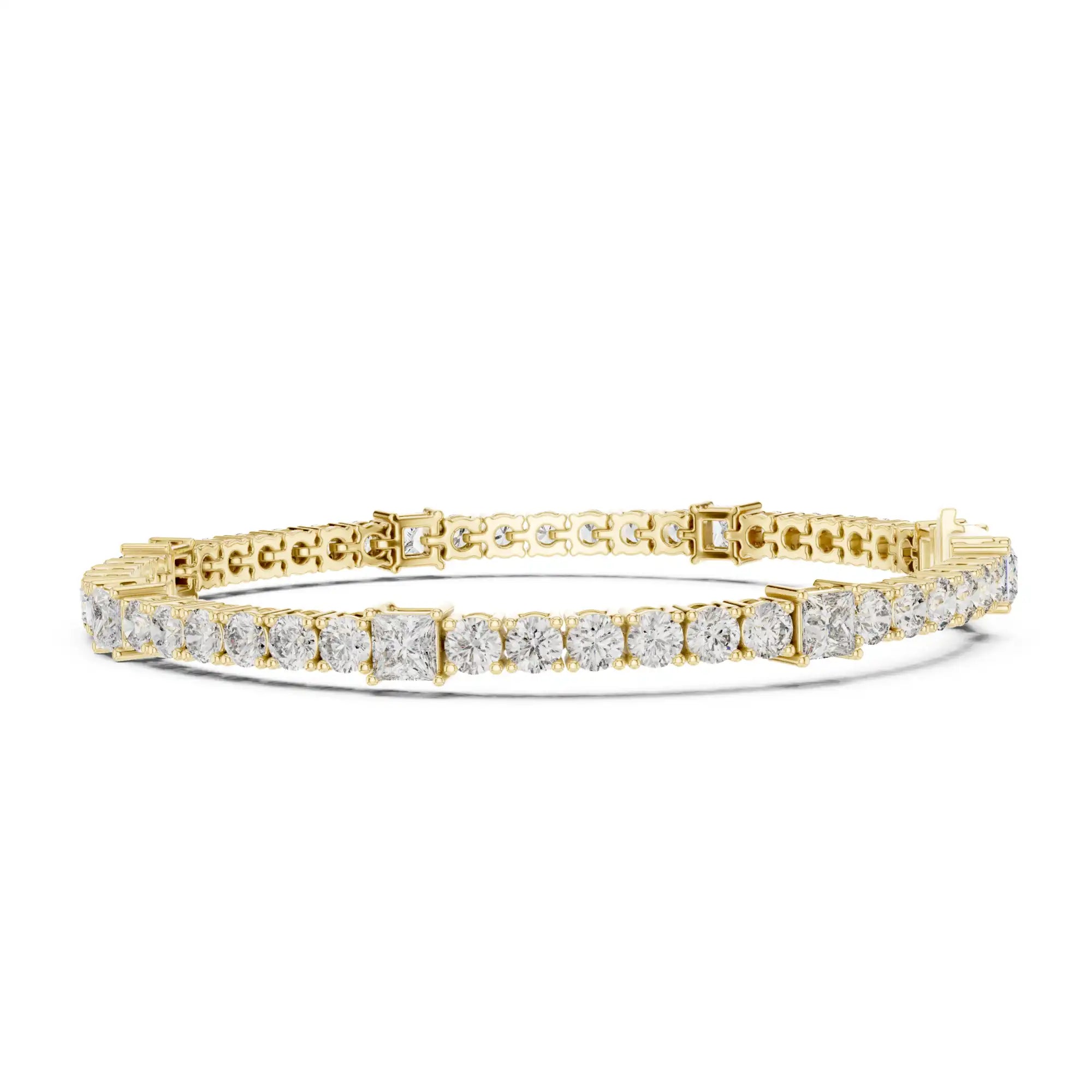Round & Princess Cut Lab Grown Diamond Tennis Bracelet | Kyoto