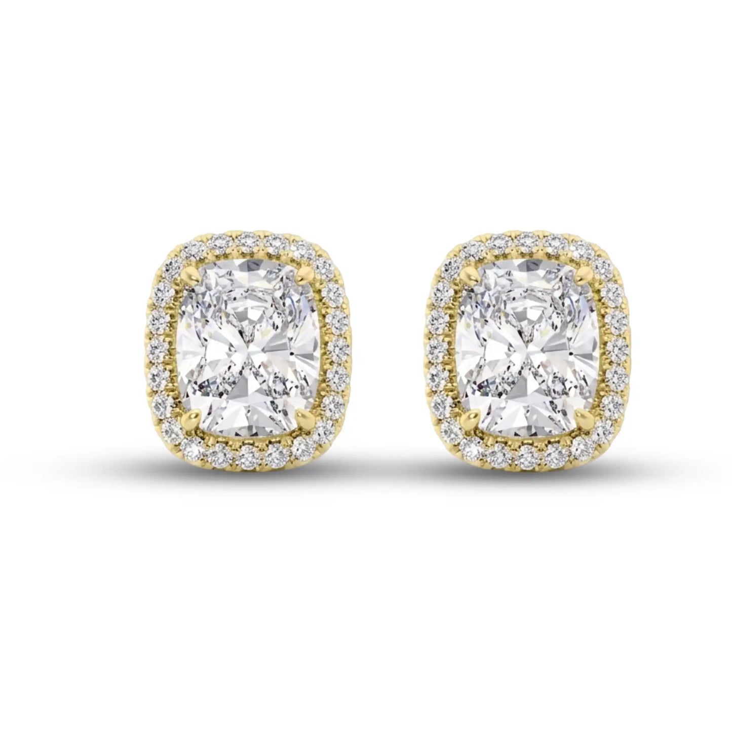 Halo Elongated Cushion Cut Lab Diamond Stud Earrings | Dragona