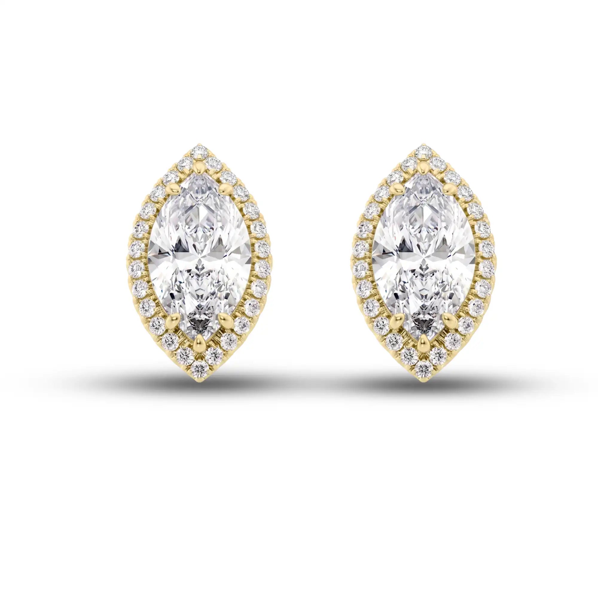Halo Marquise Cut Lab Grown Diamond Stud Earrings | Dragona