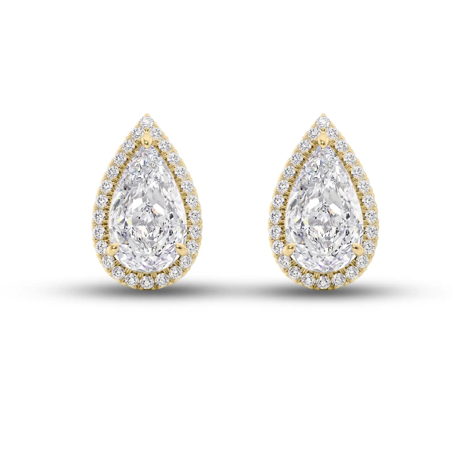 Halo Pear Cut Lab Diamond Stud Earrings | Dragona