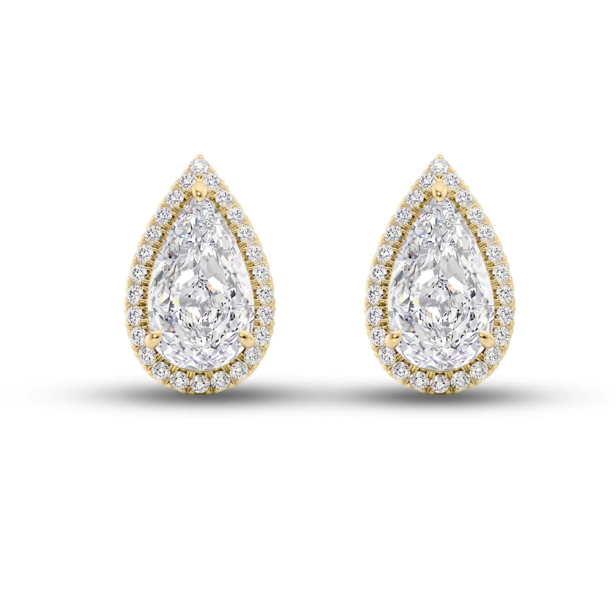 Halo Pear Cut Lab Diamond Stud Earrings | Dragona