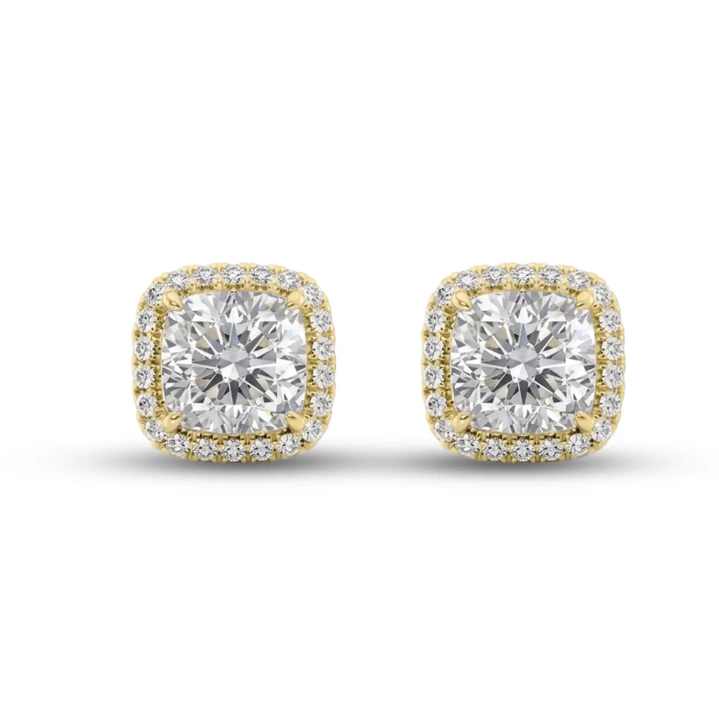 Halo Cushion Cut Lab Diamond Stud Earrings | Dragona